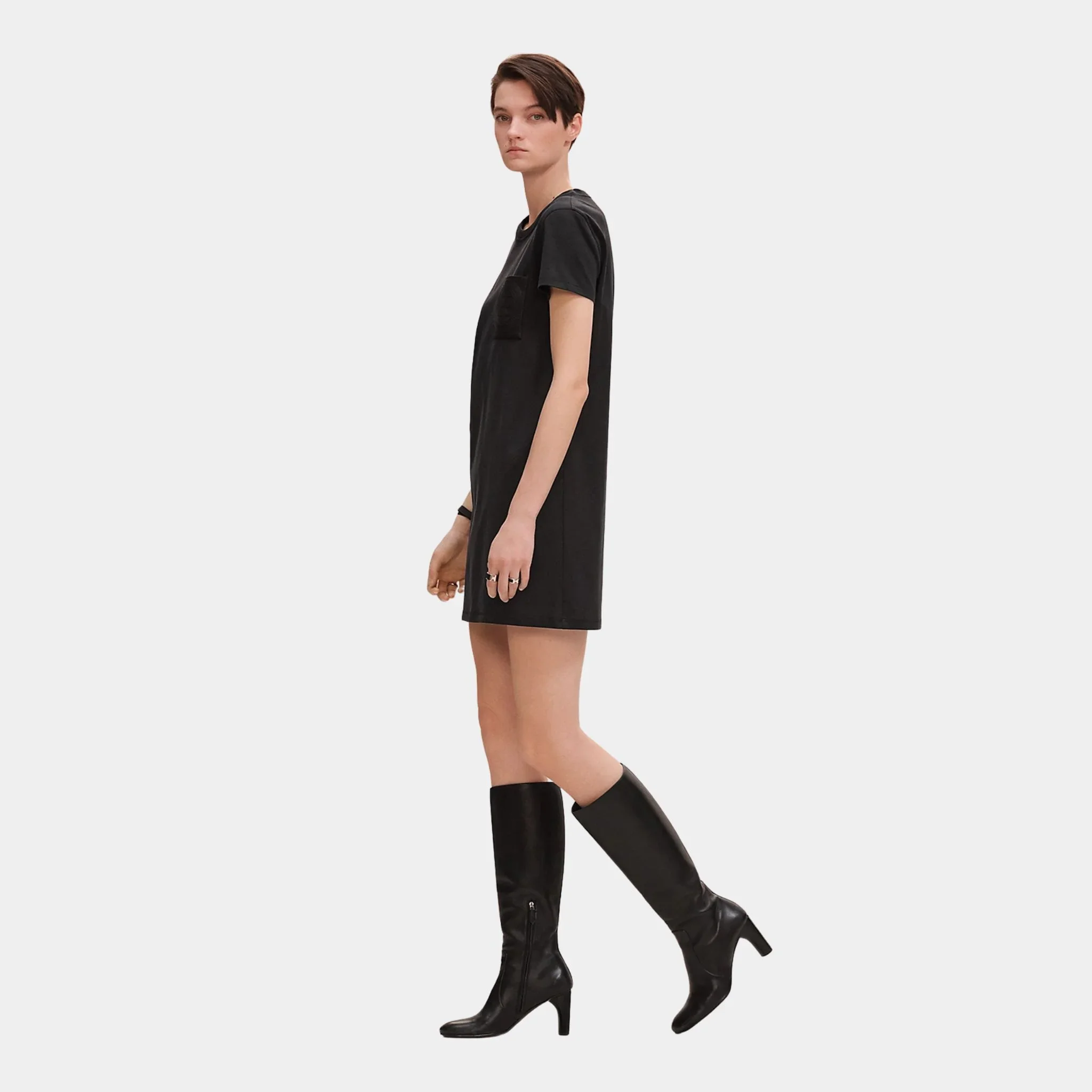 Embroidered Pocket Dress in Plain Cotton Jersey - Image 8