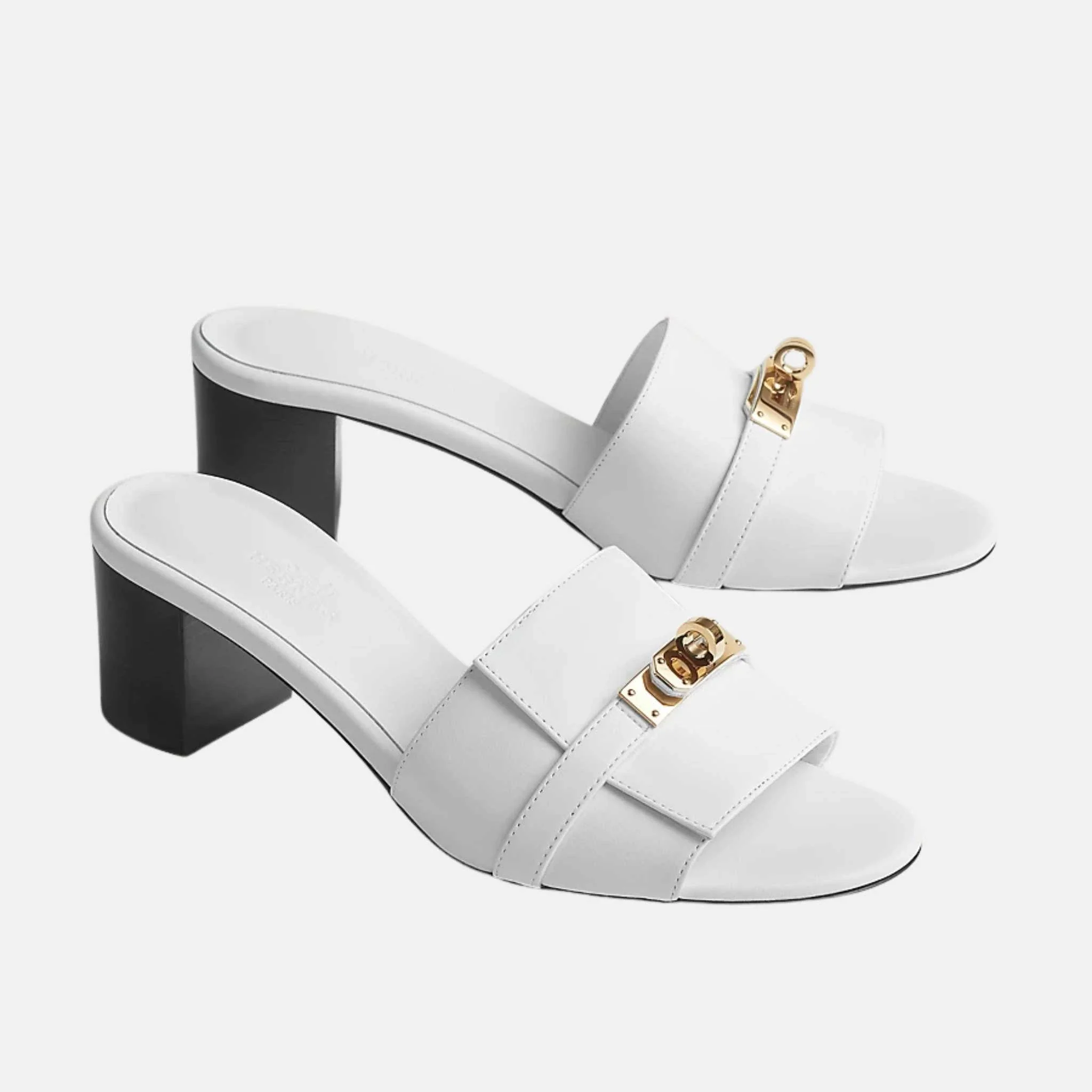 Gigi 50 Sandals in Calfskin Gold Plated Buckle - Image 4