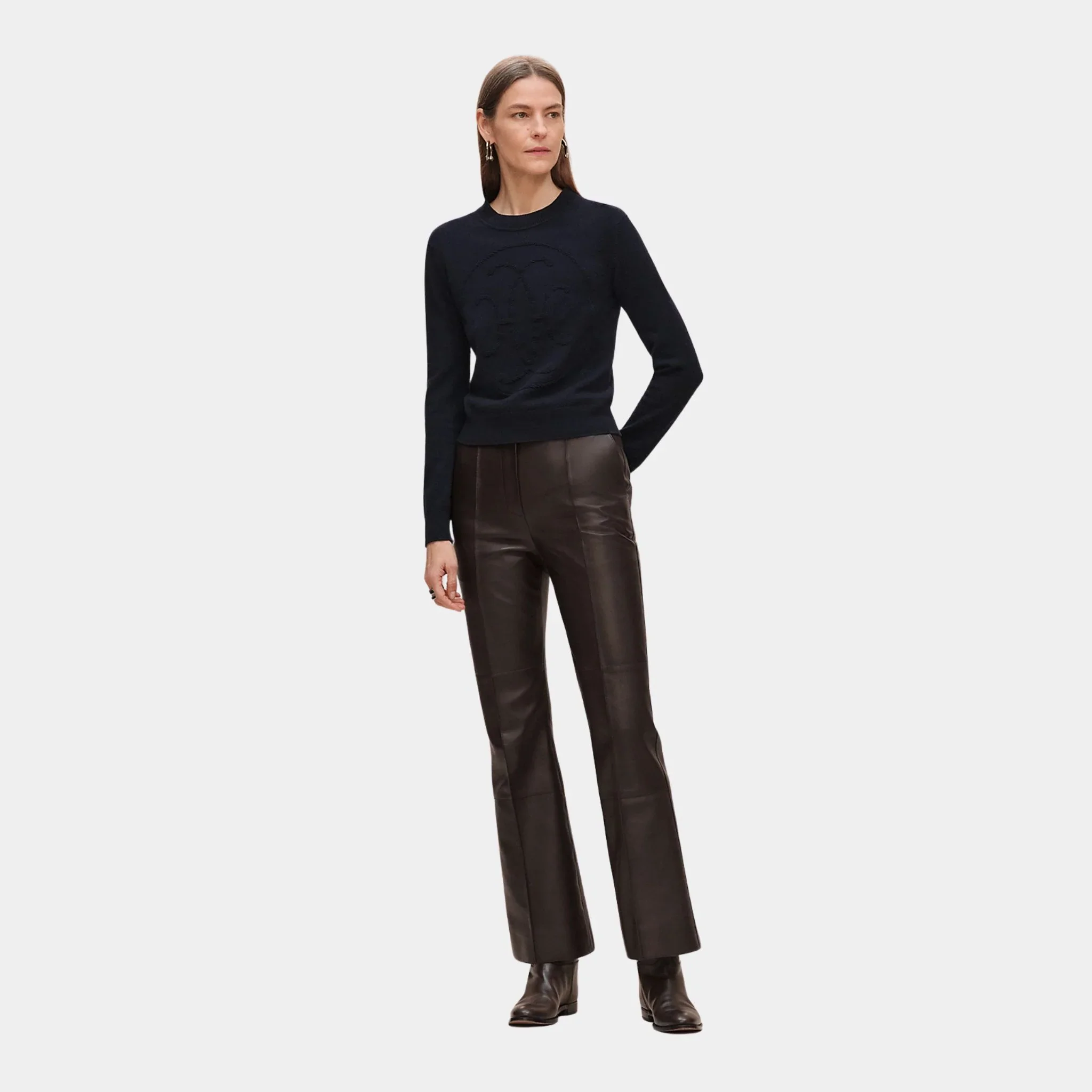 H Lift Long-sleeve Sweater in Plain Scottish Cashmere - Image 3