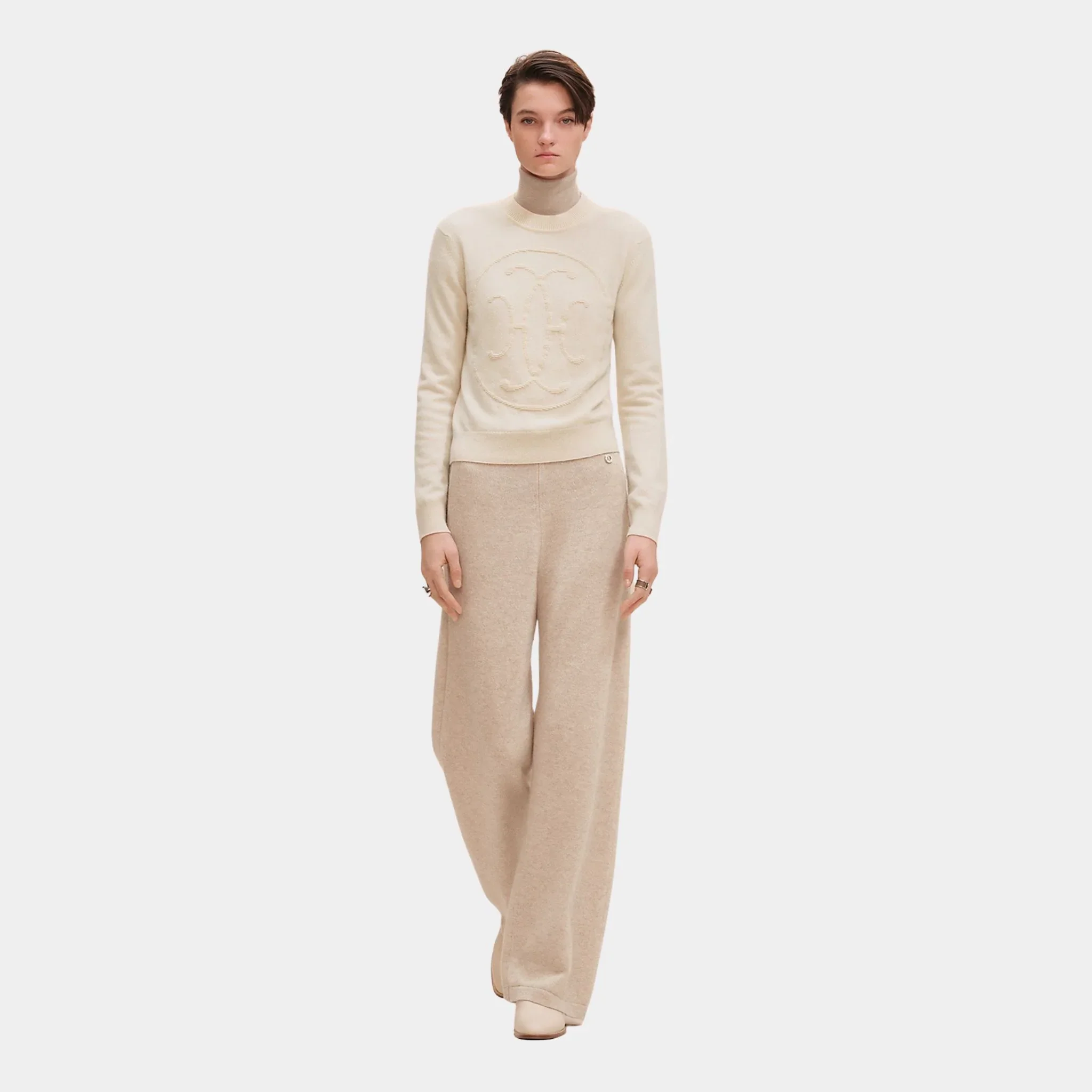 H Lift Long-sleeve Sweater in Plain Scottish Cashmere - Image 5