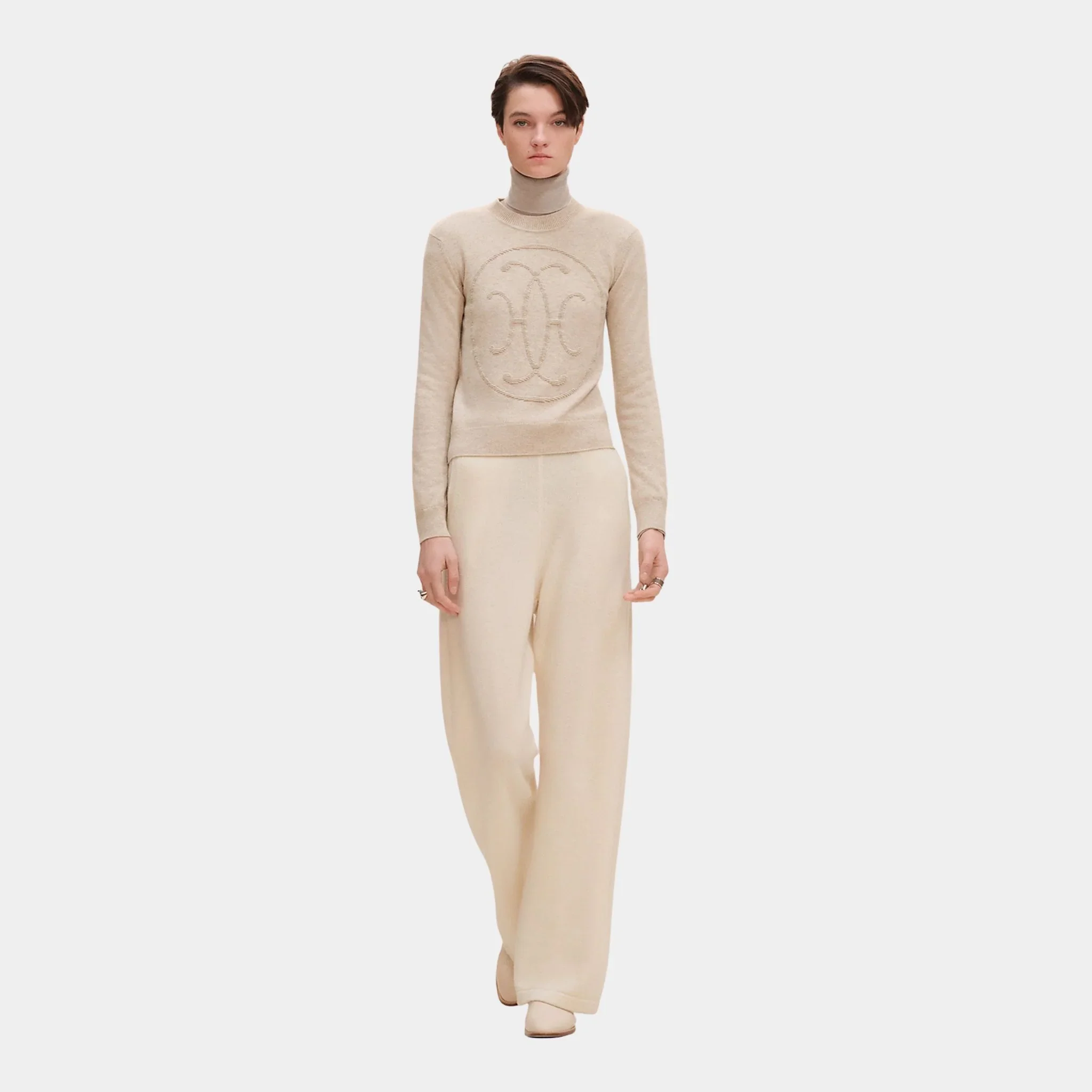 H Lift Long-sleeve Sweater in Plain Scottish Cashmere - Image 7