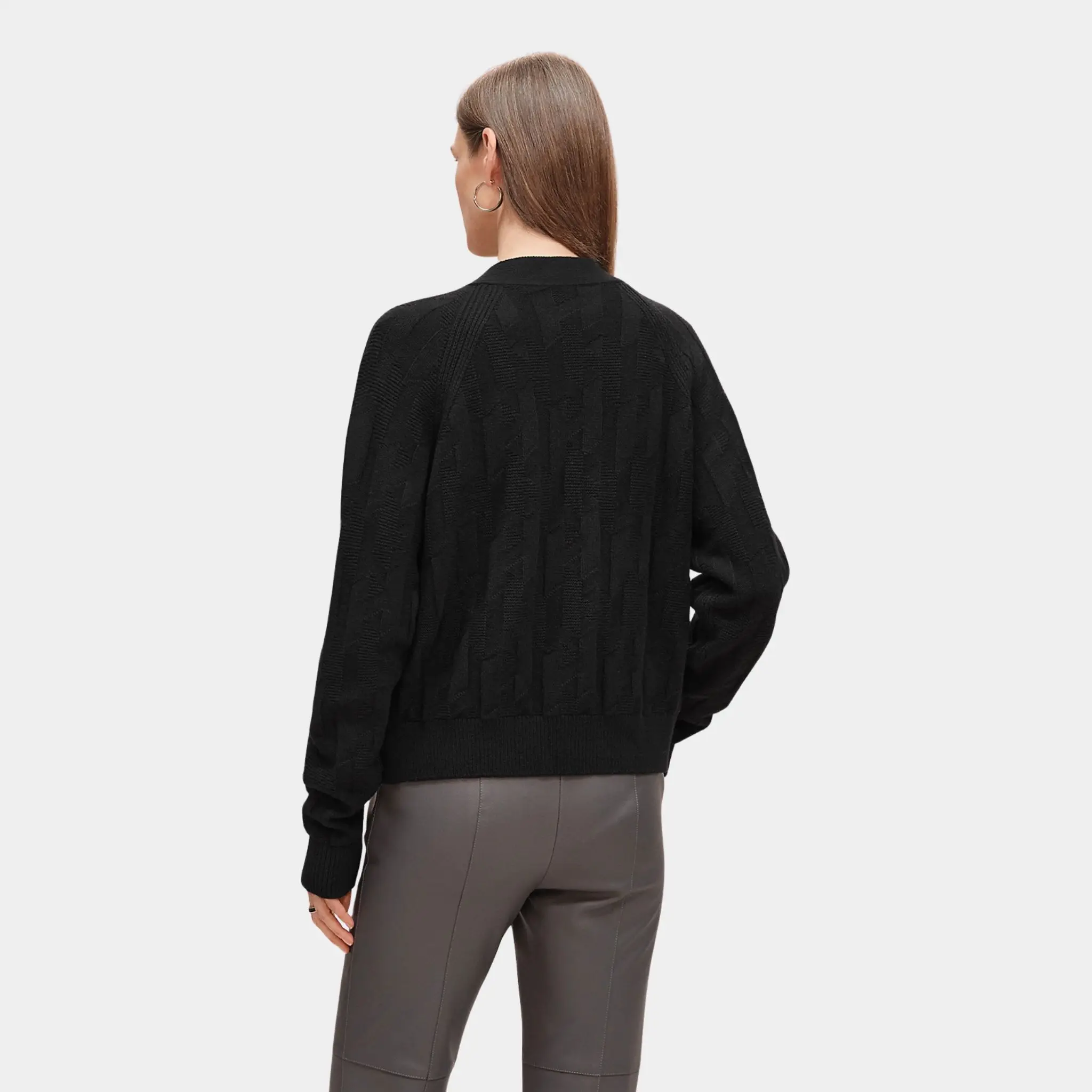 H Long-sleeve Cardigan in Plain Wool Knit - Image 2