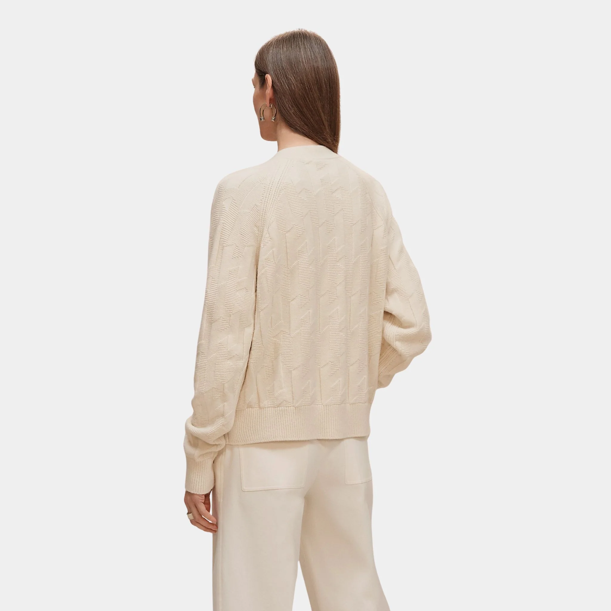 H Long-sleeve Cardigan in Plain Wool Knit - Image 4
