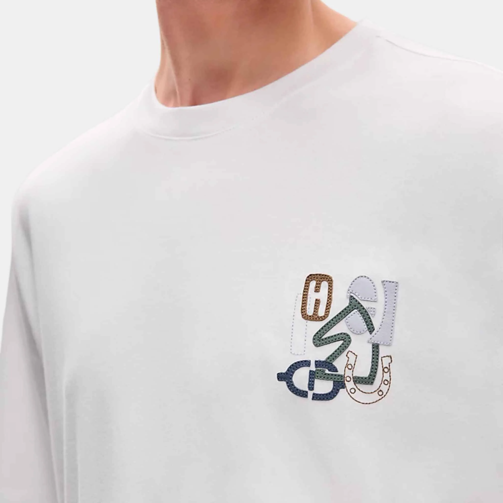 H Puzzle T-shirt With Leather Detail Blanc - Image 3