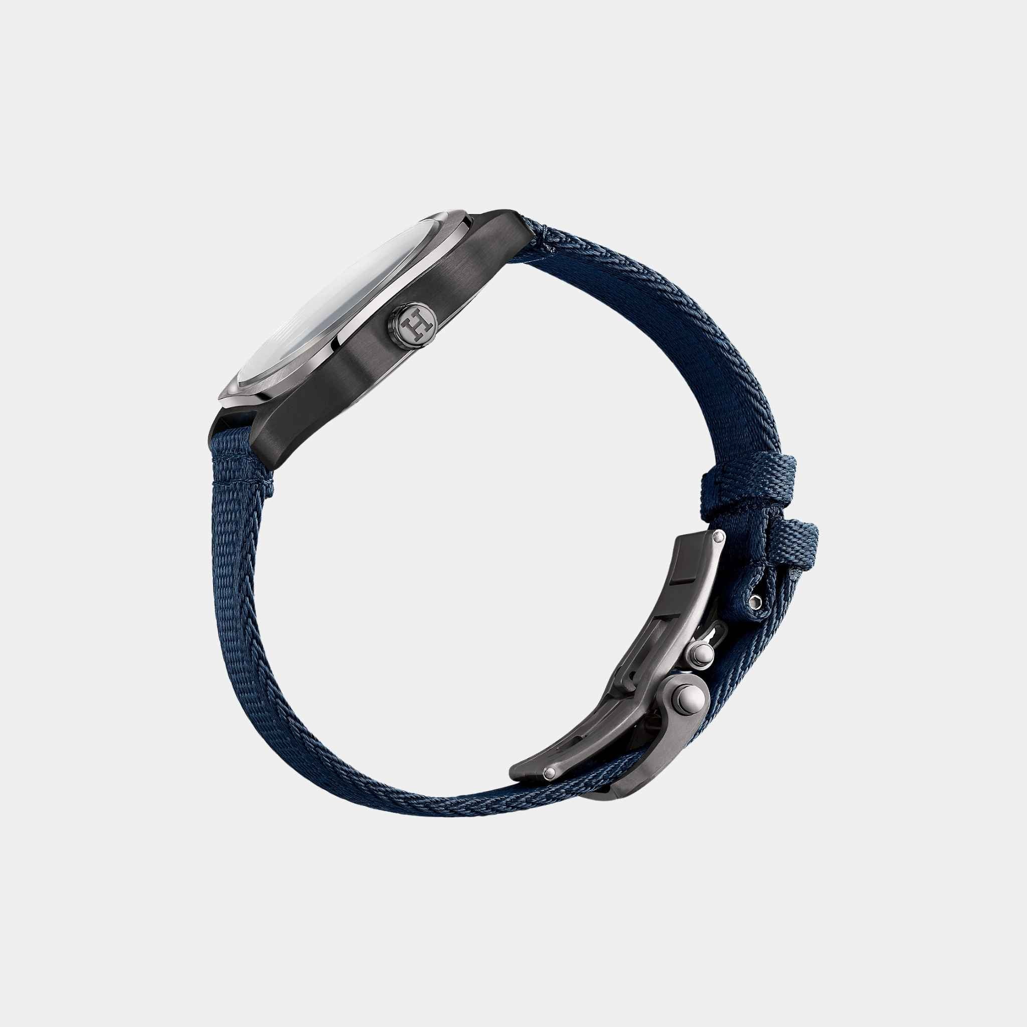 H08 42mm Titanium Watch with Navy Blue Webbing Strap - Image 2