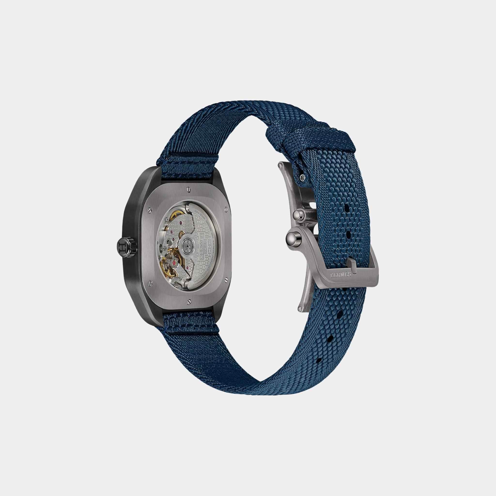 H08 42mm Titanium Watch with Navy Blue Webbing Strap - Image 3