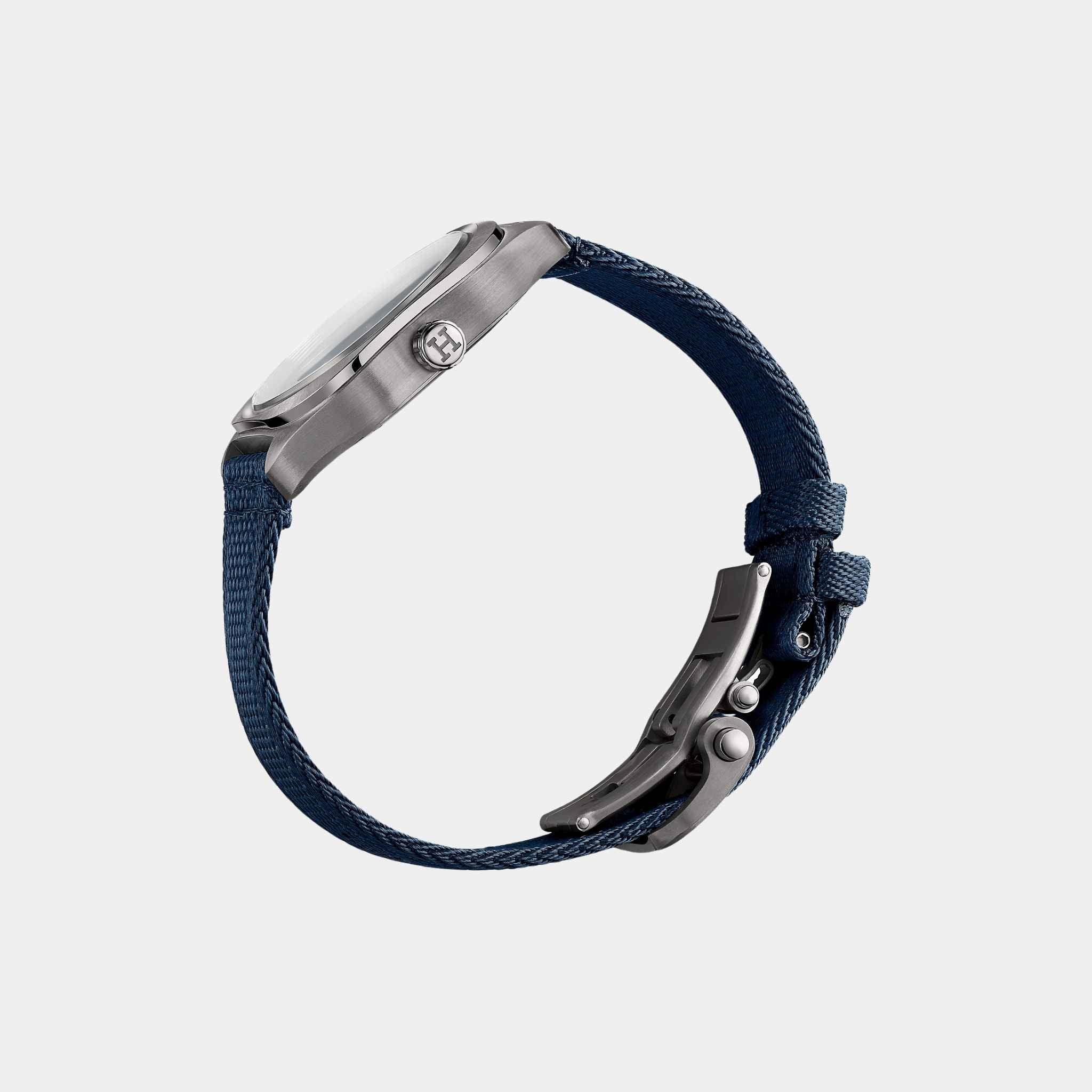 H08 Titanium Watch With Blue Webbing Strap - Image 2
