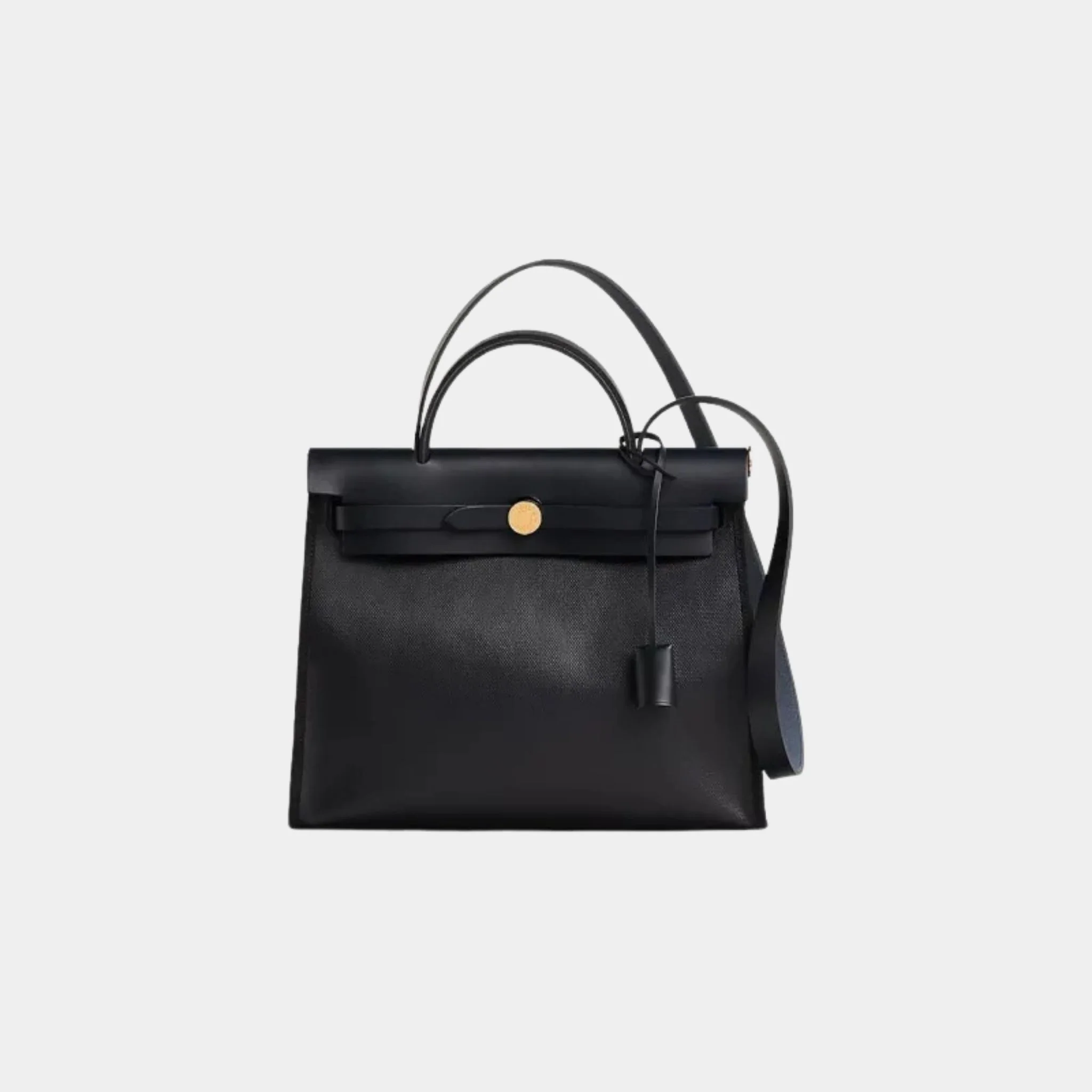 Herbag Zip 31 Coated Toile in Black Ecru Bleu Indigo