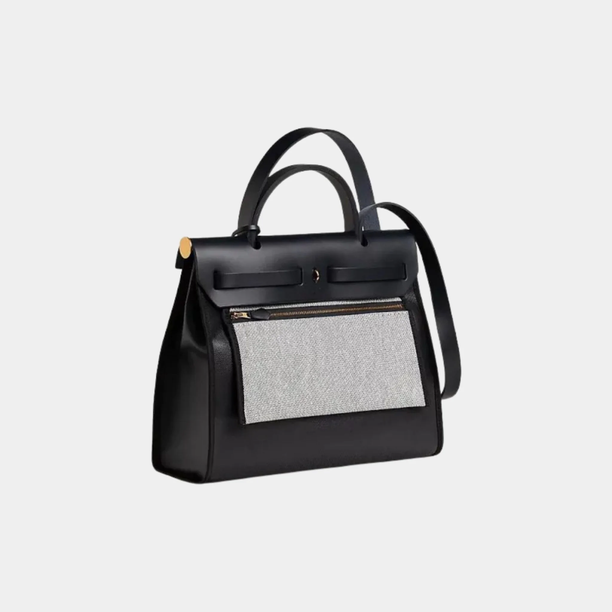 Herbag Zip 31 Coated Toile in Black Ecru Bleu Indigo - Image 2