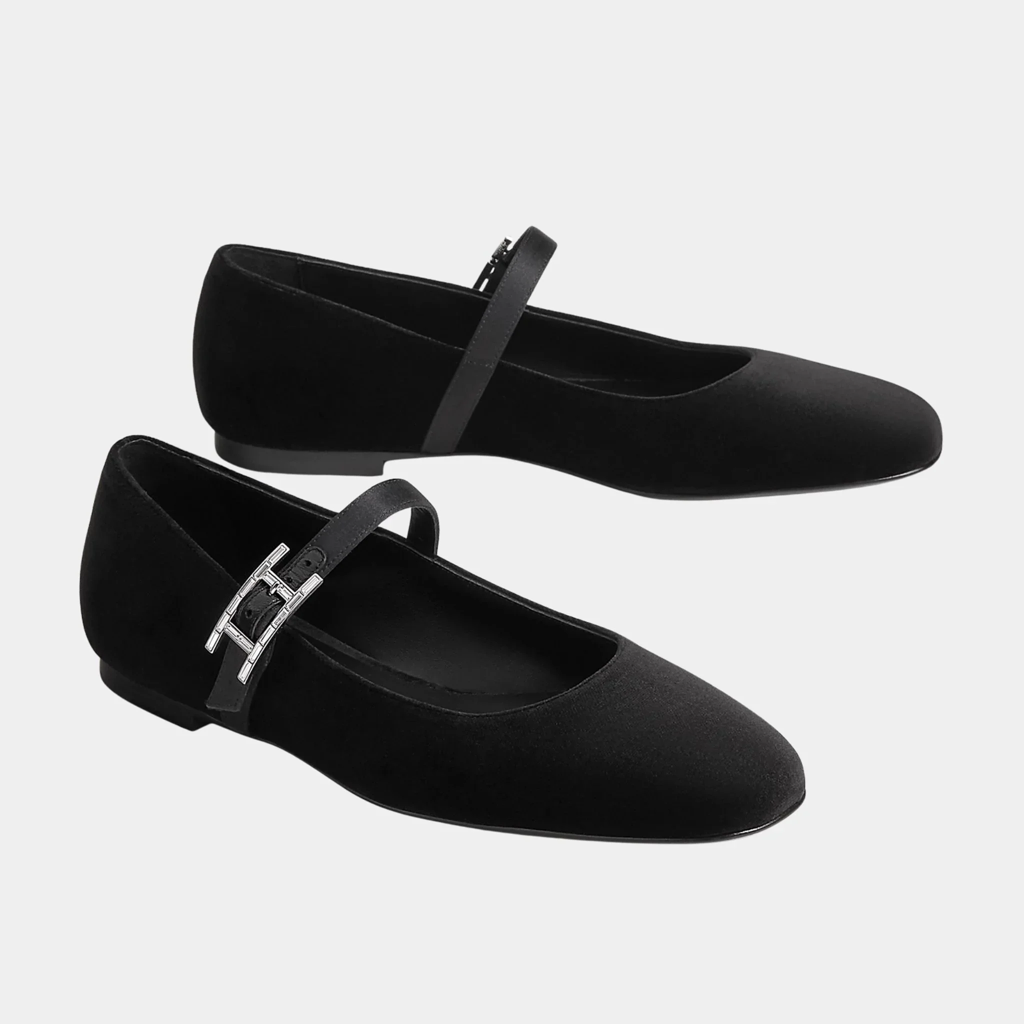 Jane Ballerinas in Velvet and Satin Fabric
