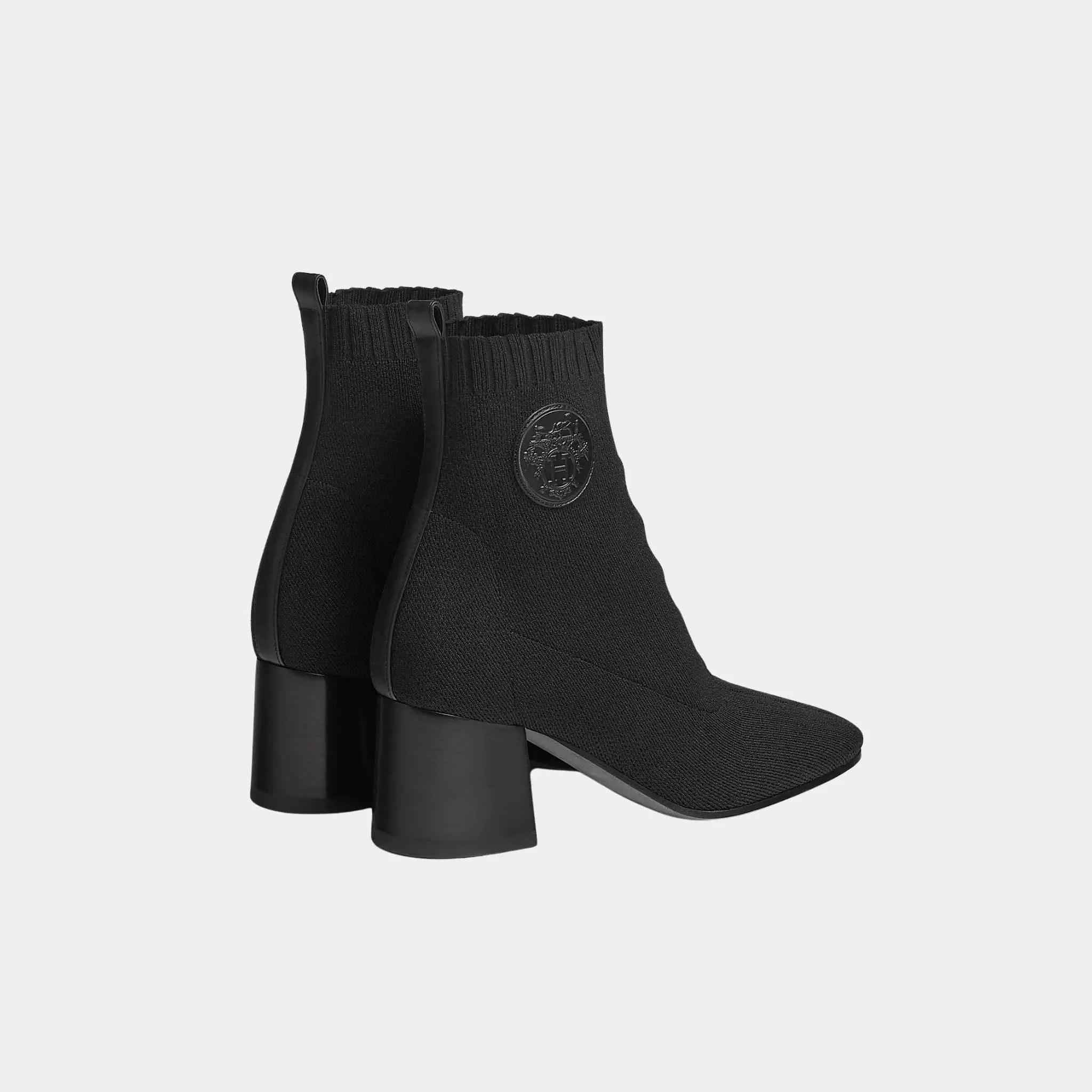 Jenna 60 Ankle Boots Black Knit and Calfskin - Image 2