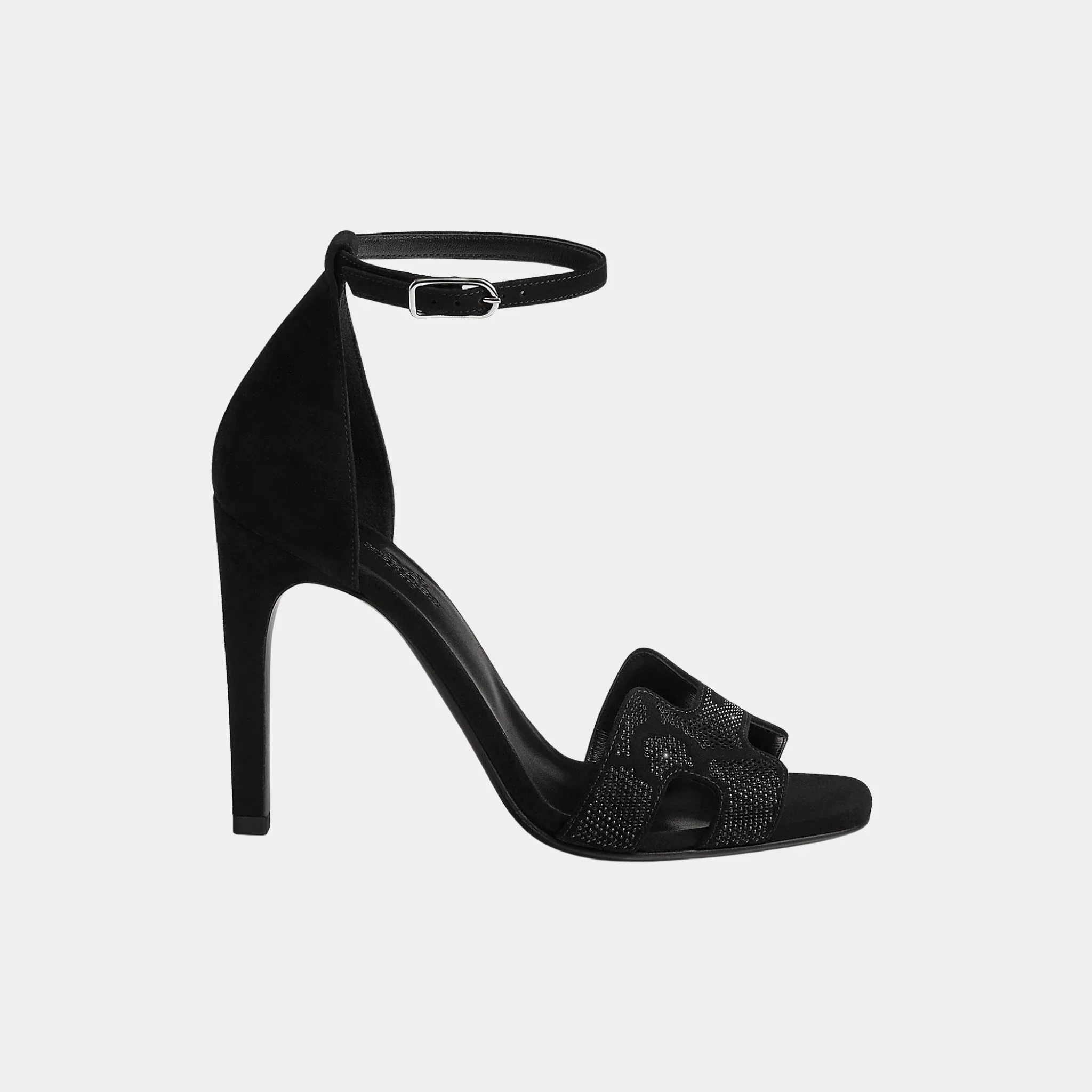 Joy 105 Heeled Sandals in Suede Goatskin with Rhinestone - Image 2
