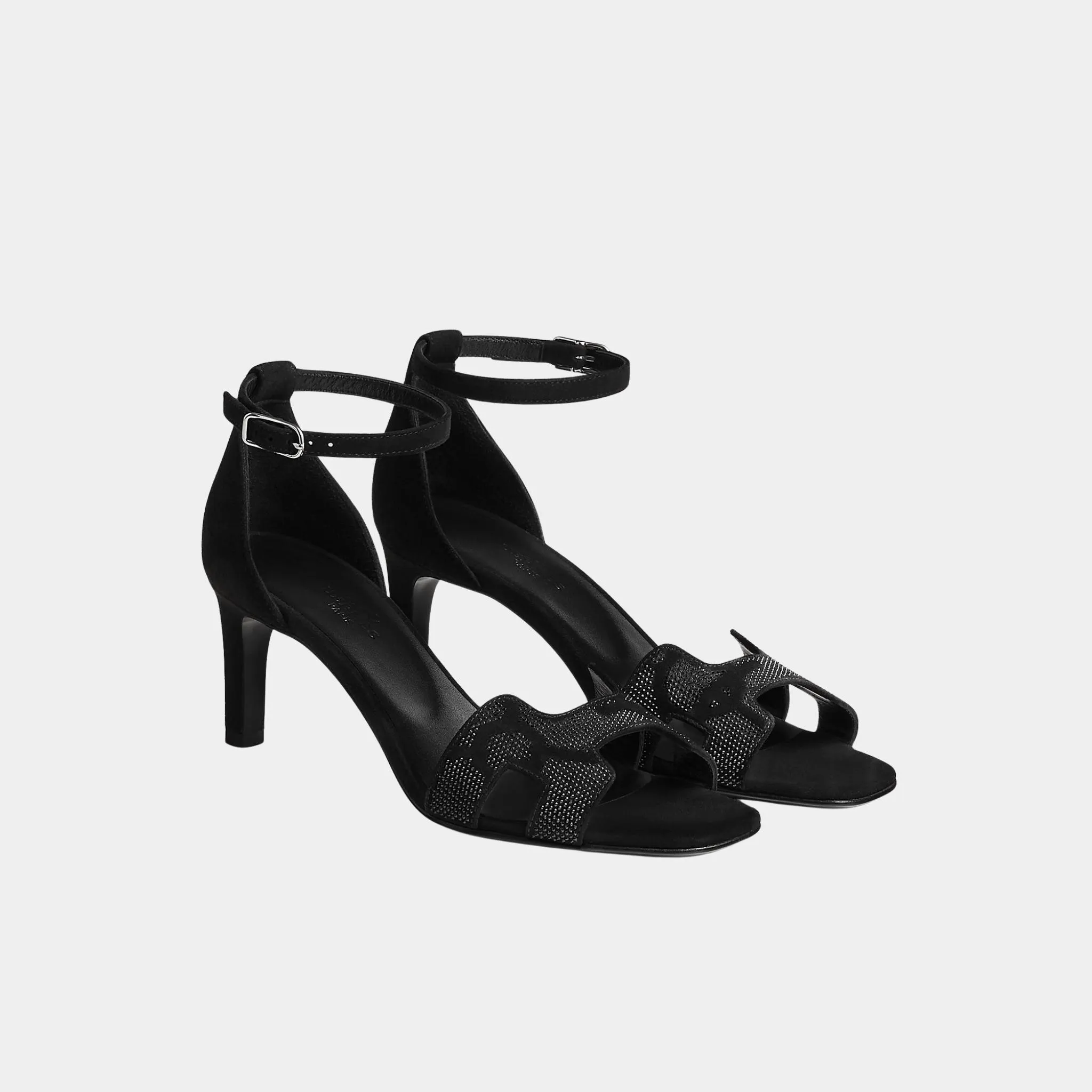 Joy 70 Heeled Sandals Suede Goatskin with Rhinestones