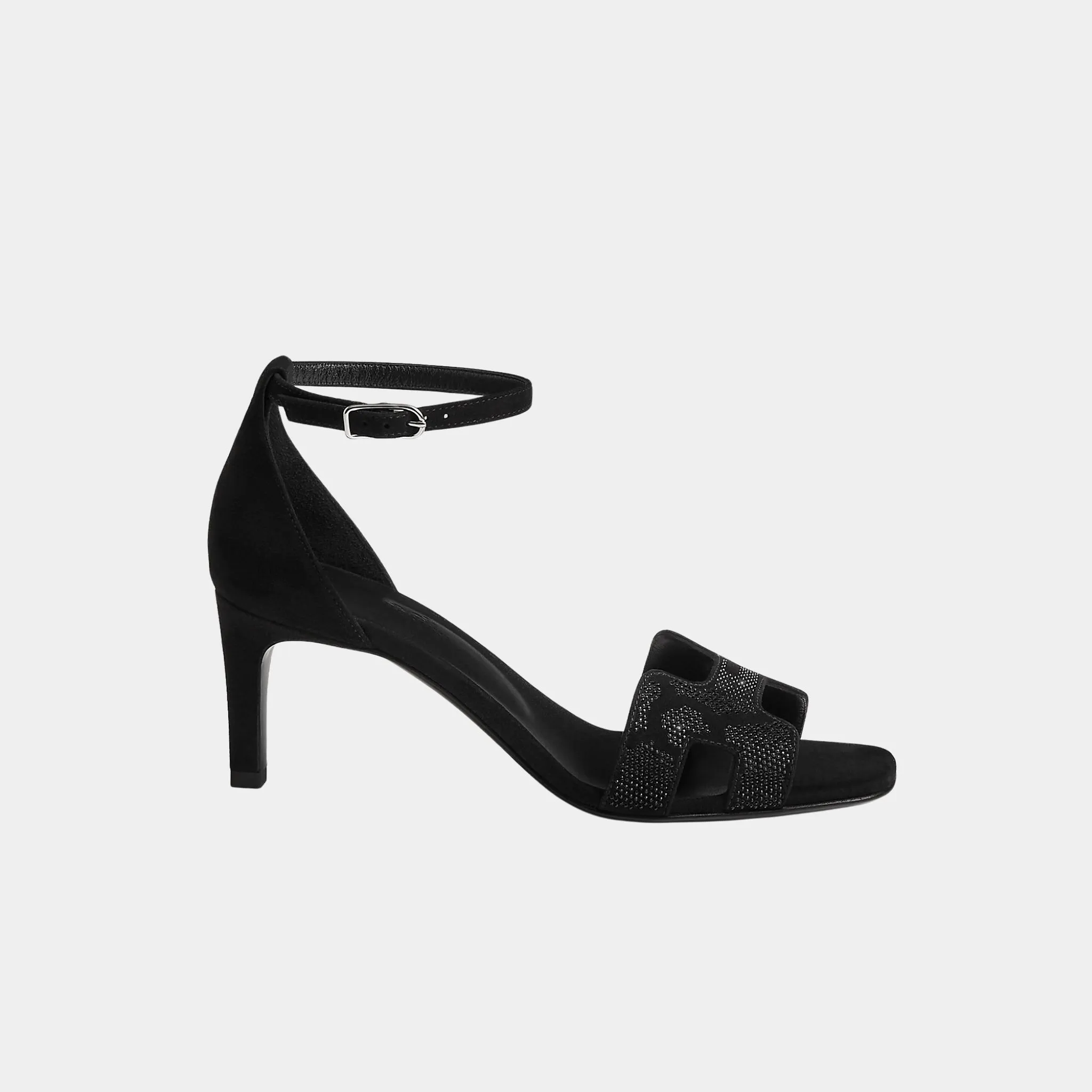 Joy 70 Heeled Sandals Suede Goatskin with Rhinestones - Image 2