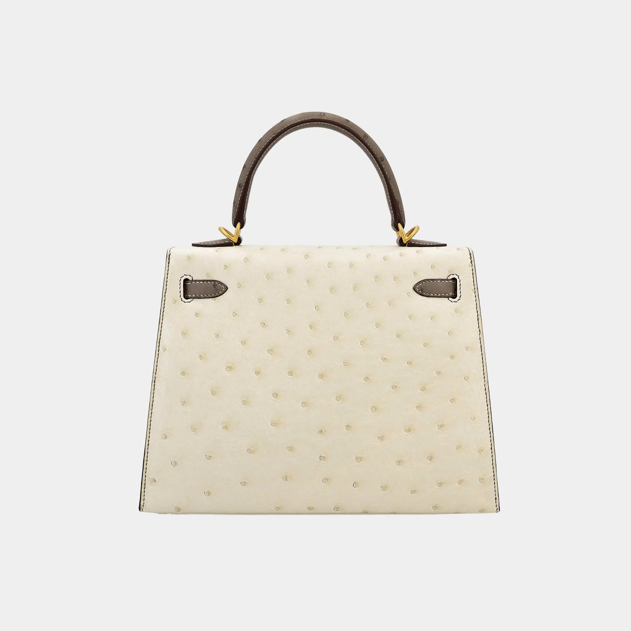 Kelly 25 HSS Sellier Ostrich Nata/Etoupe GHW - Image 2