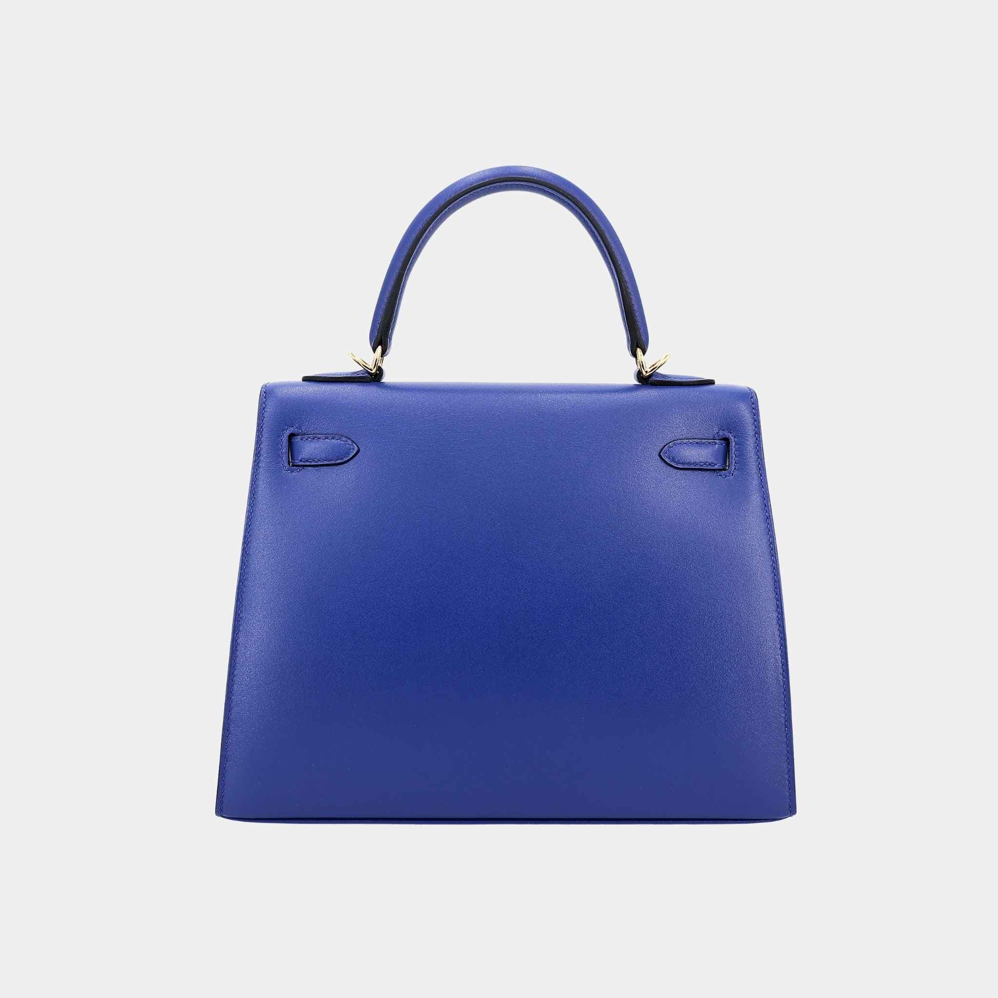 Kelly 25 Sellier Tadelakt Bleu Electrique GHW - Image 2