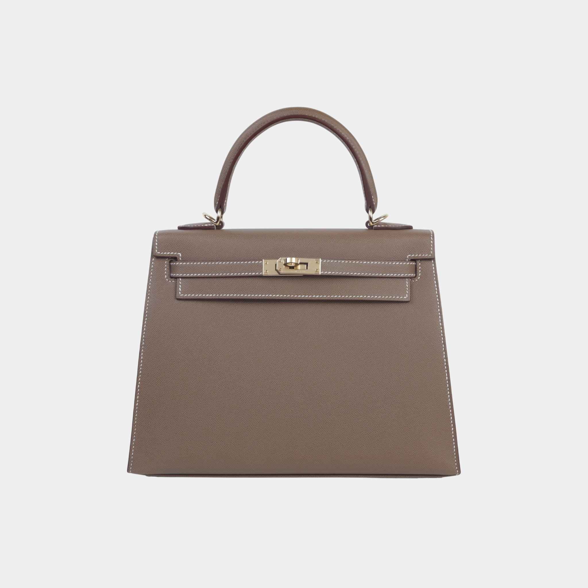 Kelly 25 Verso Madame Sellier Etoupe/Bamboo PBHW