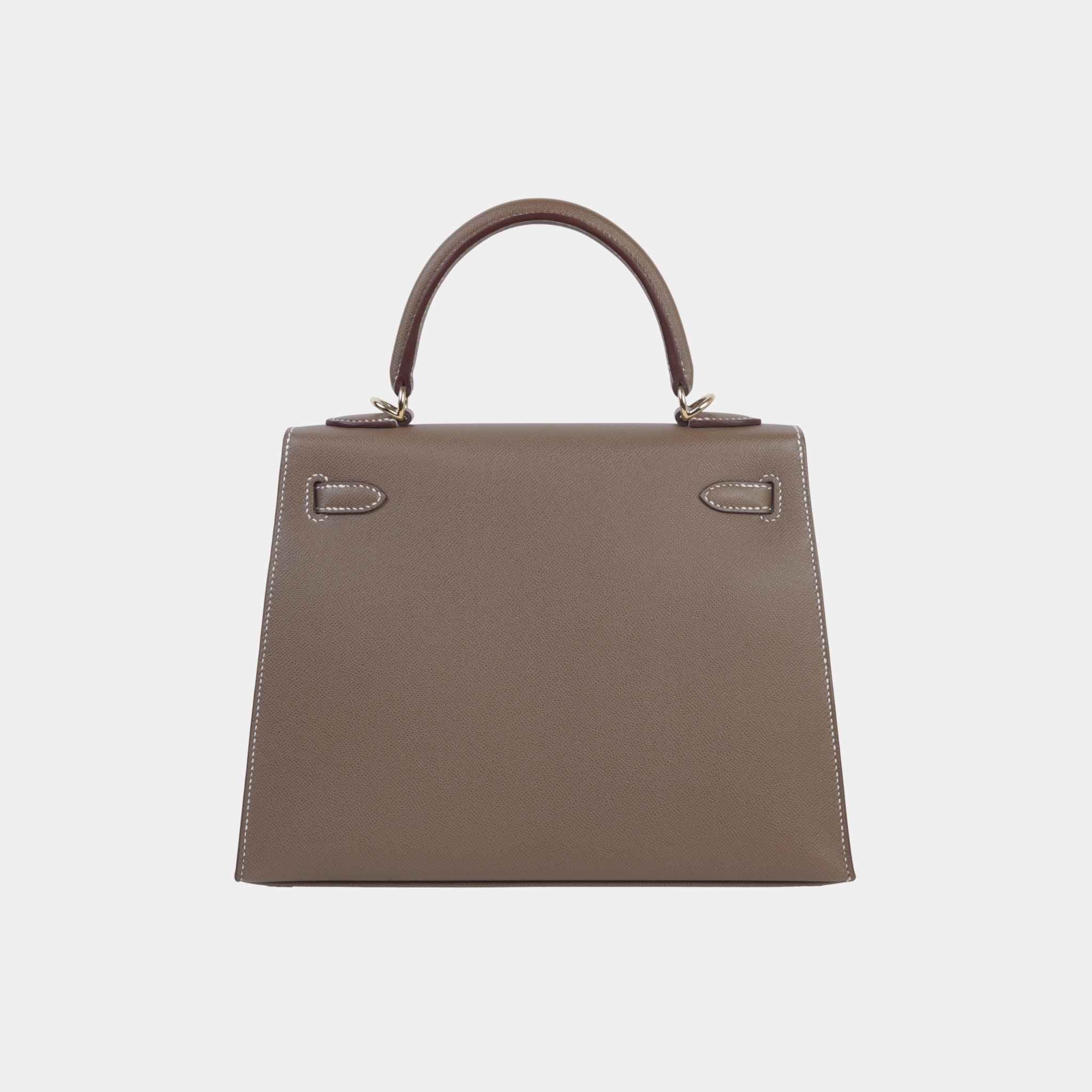 Kelly 25 Verso Madame Sellier Etoupe/Bamboo PBHW - Image 3