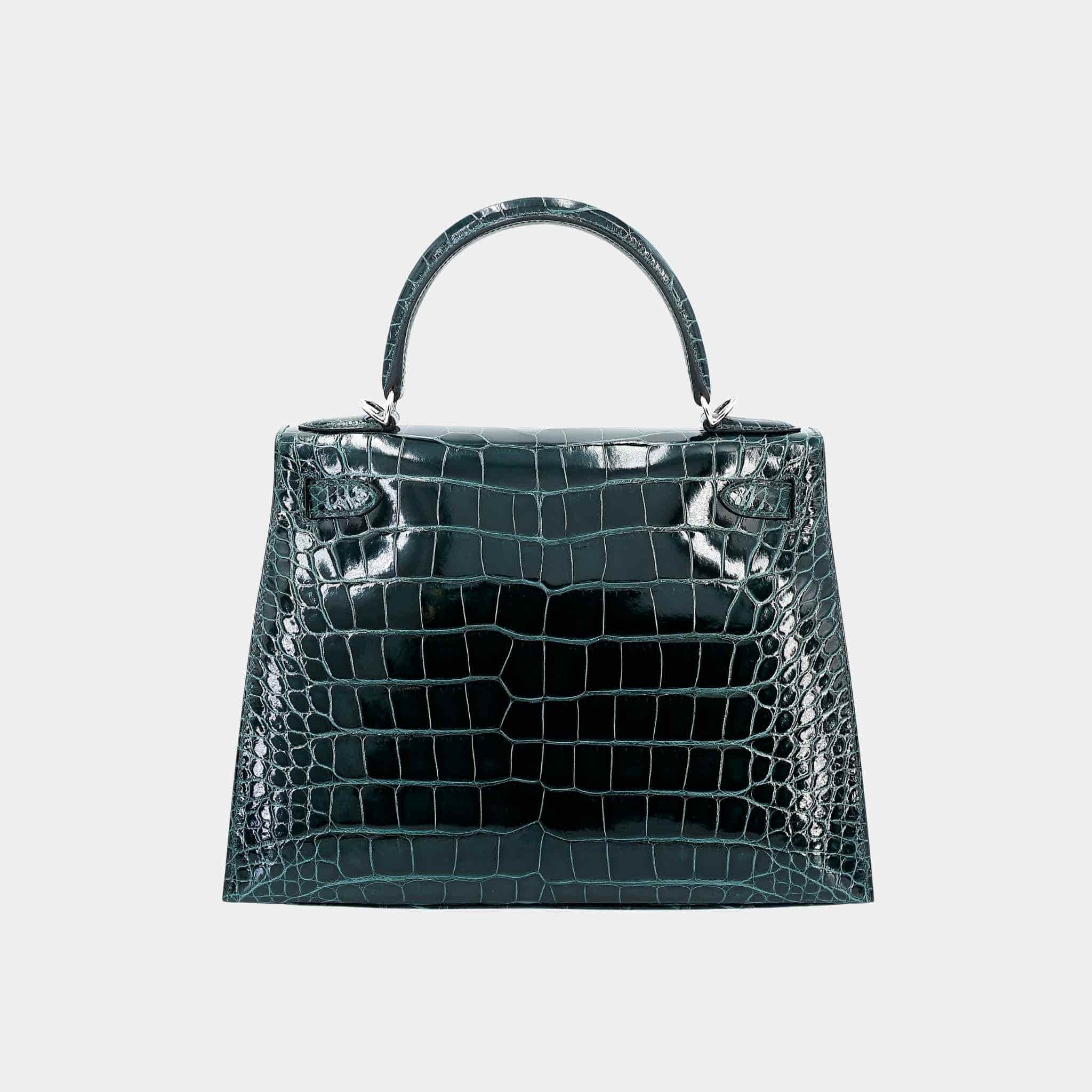 Kelly 28 Sellier Shiny Alligator Vert Cypress PHW - Image 2