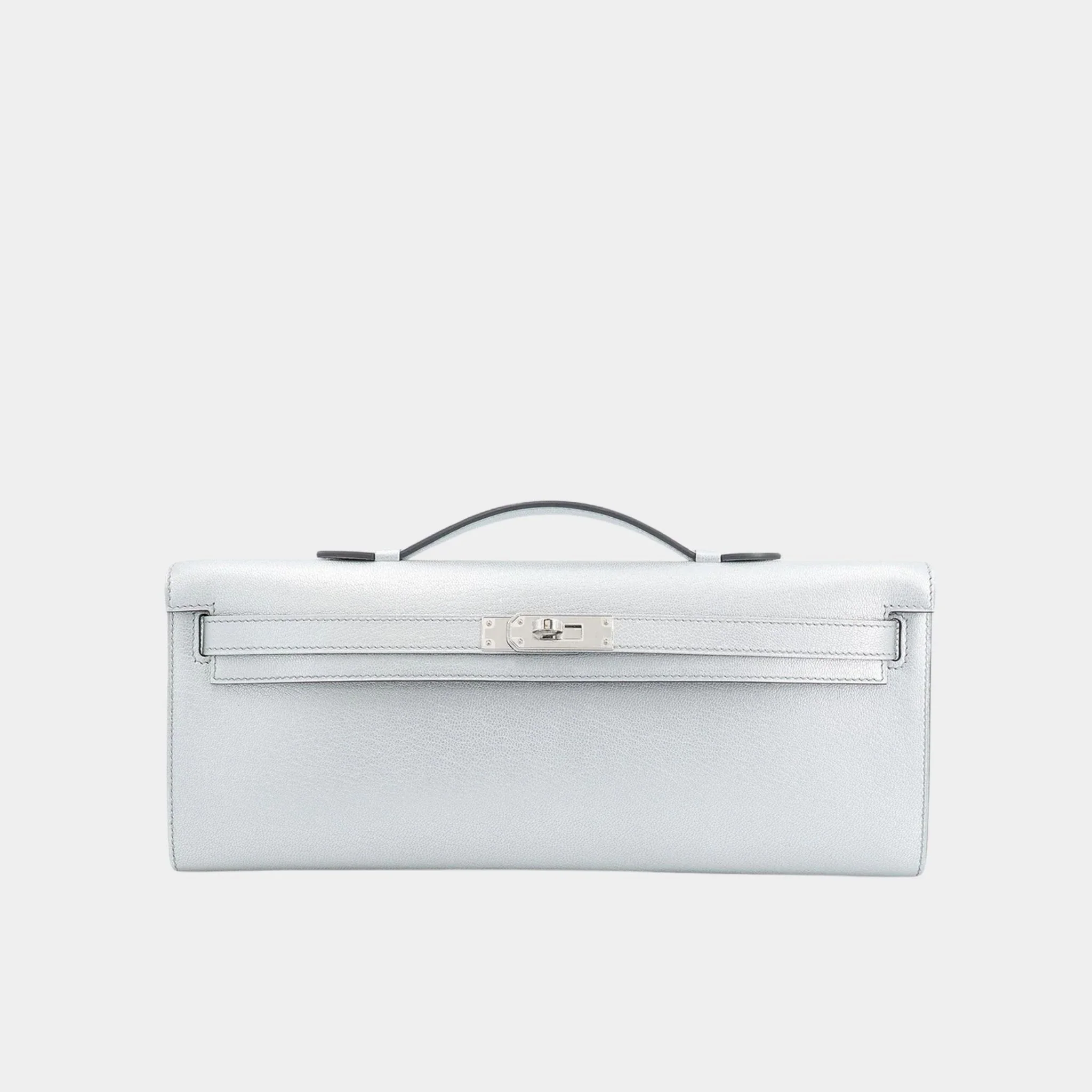 Kelly Cut Clutch Chevre Argent PHW