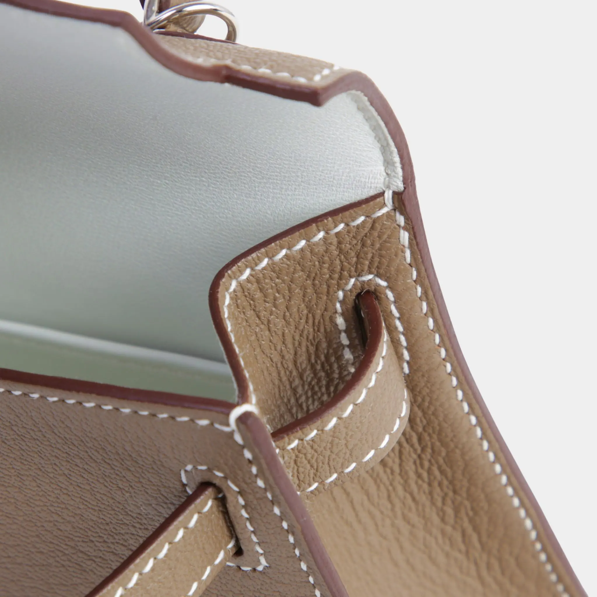 Kelly Mini Chevre Etoupe/Gris Pale PHW - Image 3