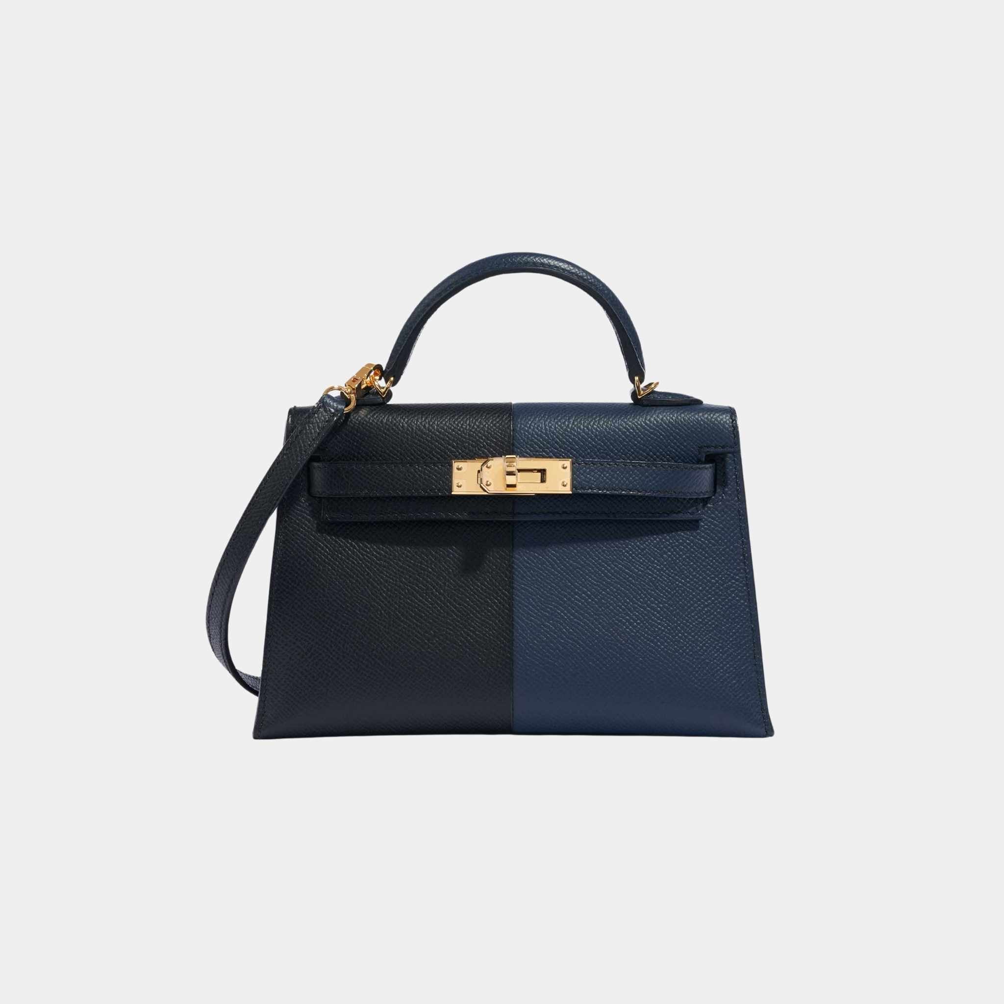 Kelly Mini II 20 Casaque Epsom Bleu Indigo And Black GHW