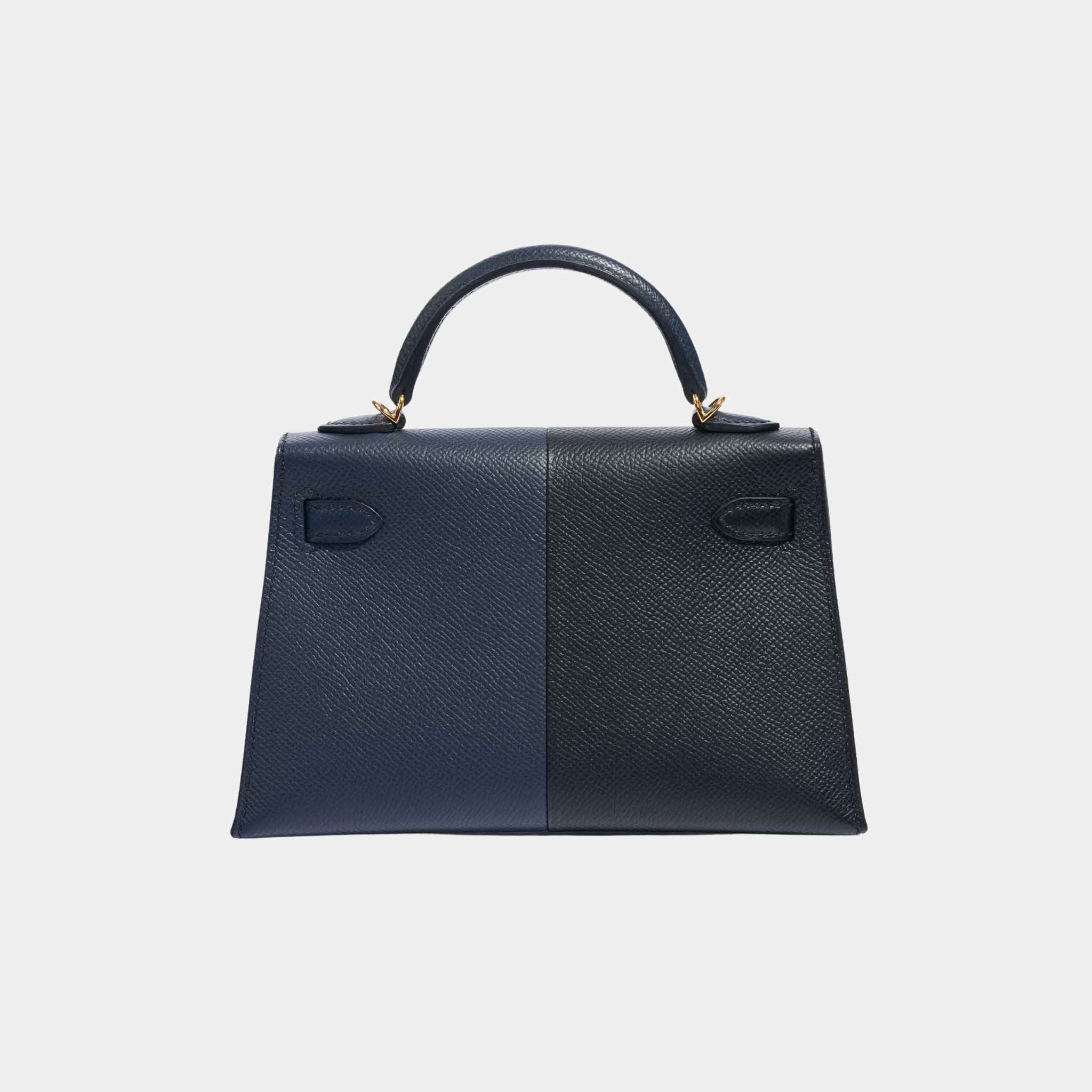 Kelly Mini II 20 Casaque Epsom Bleu Indigo And Black GHW - Image 2