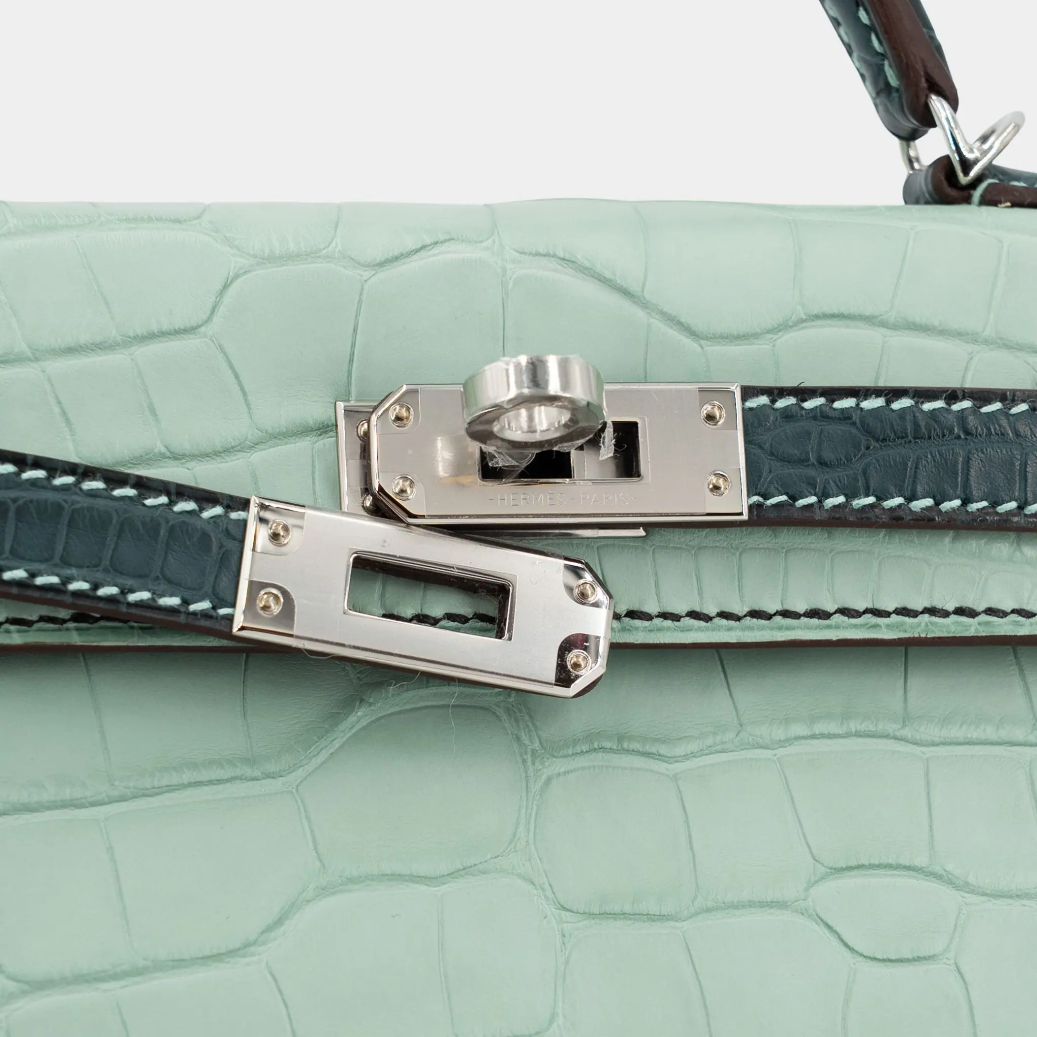 Kelly Mini Matte Alligator Vert d’Eau/Vert Cypress PHW - Image 4