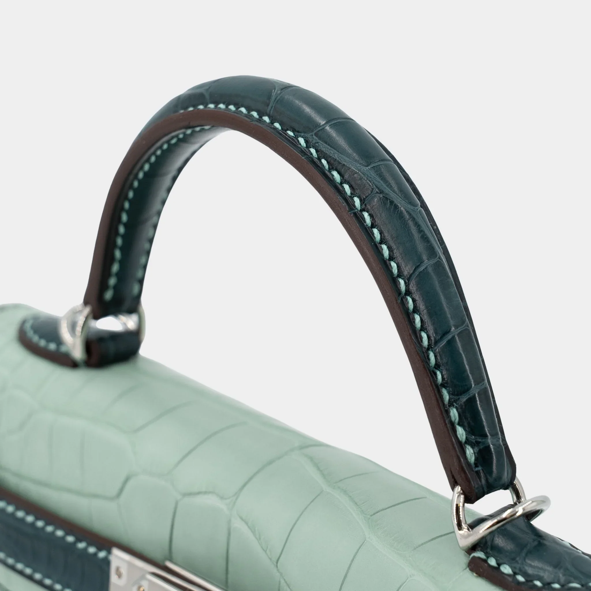 Kelly Mini Matte Alligator Vert d’Eau/Vert Cypress PHW - Image 5