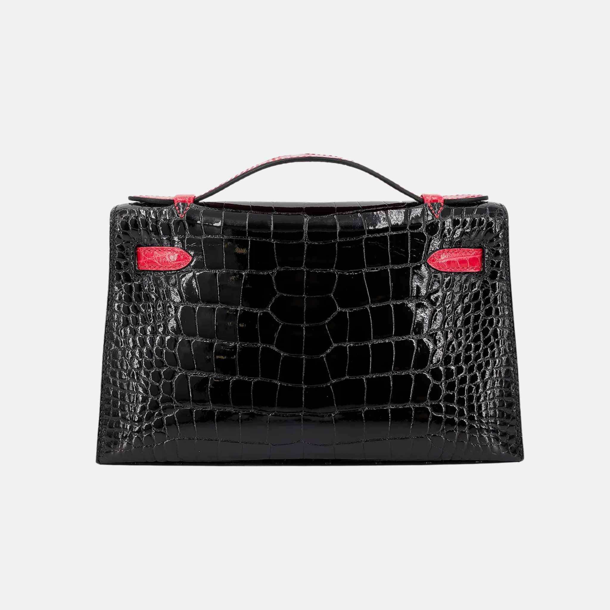 Kelly Pochette HSS Alligator Black/Geranium PHW - Image 2