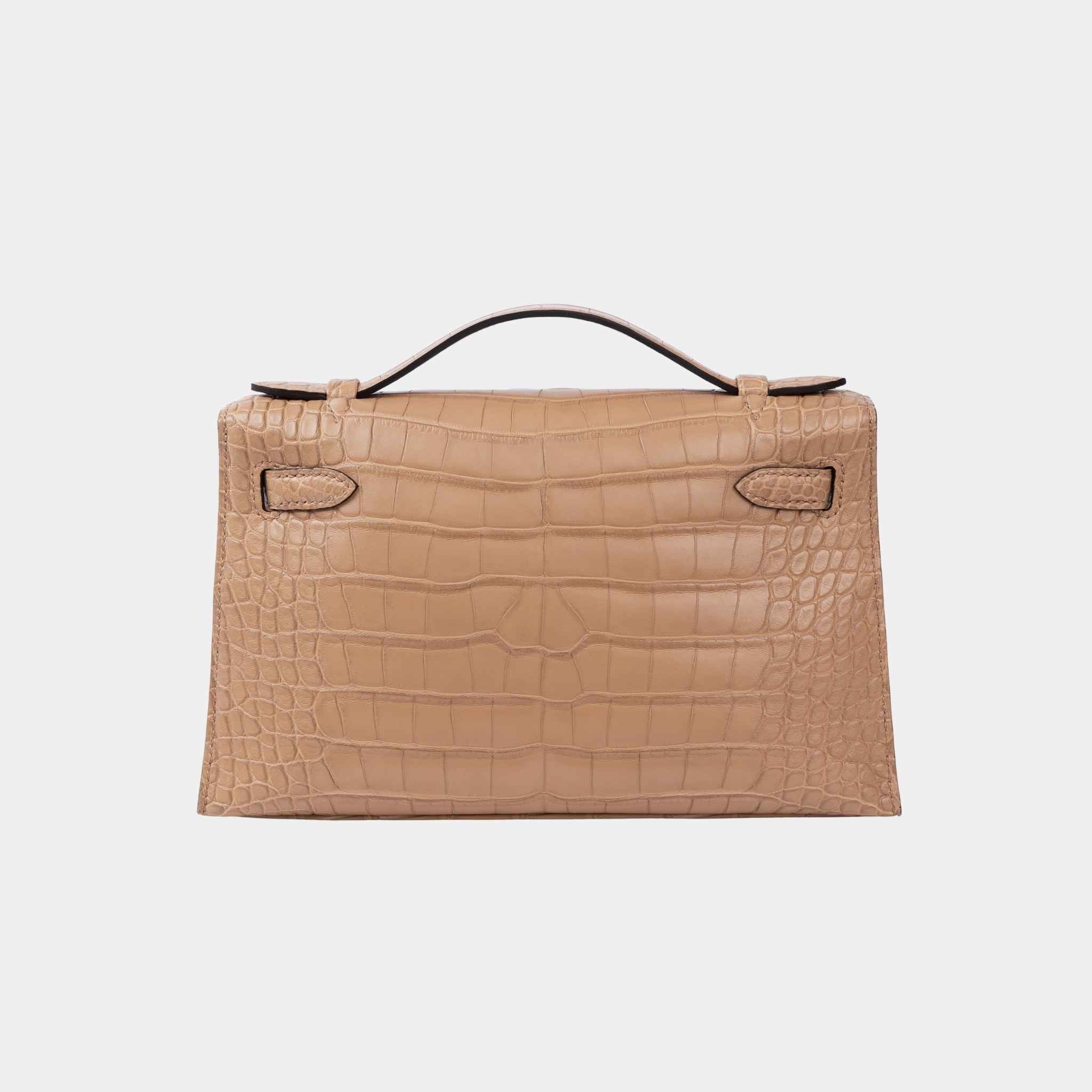 Kelly Pochette Matte Alligator Chai GHW - Image 2