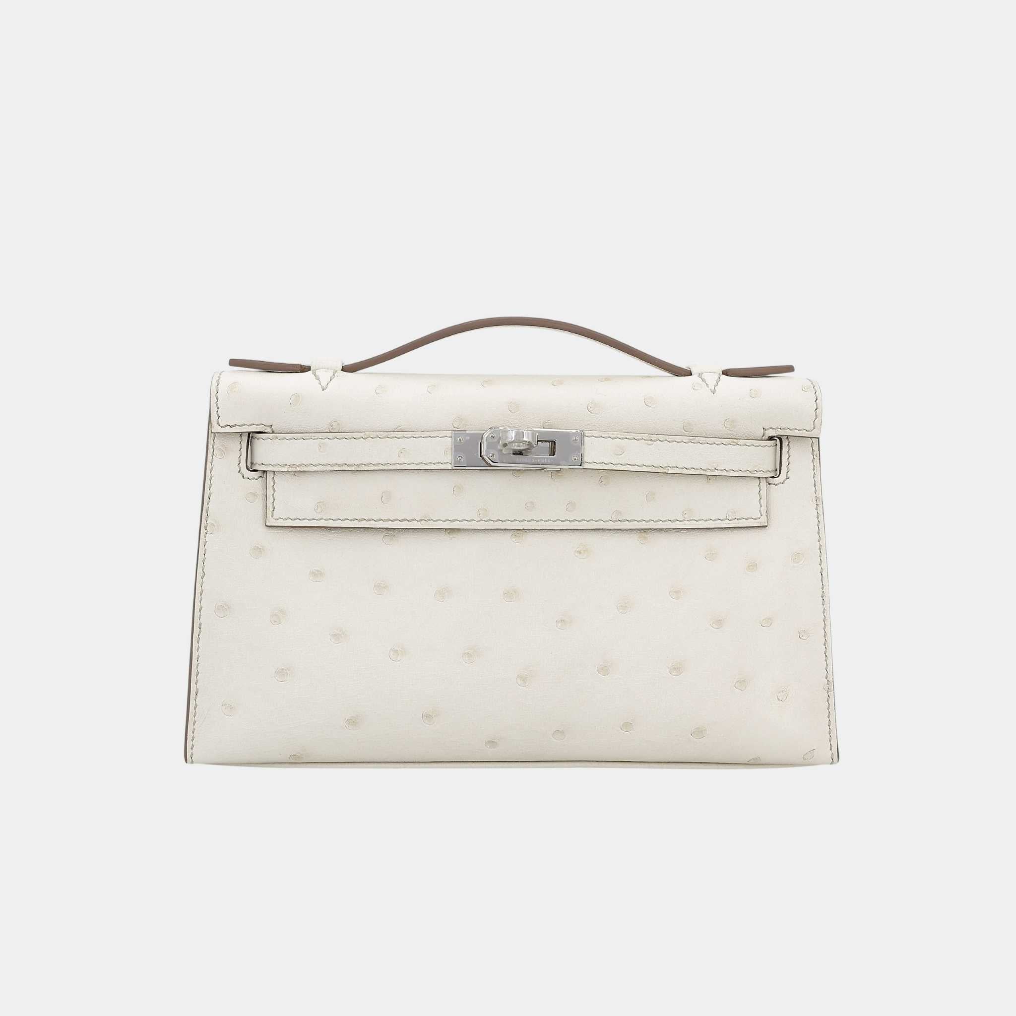 Kelly Pochette Ostrich Beton PHW