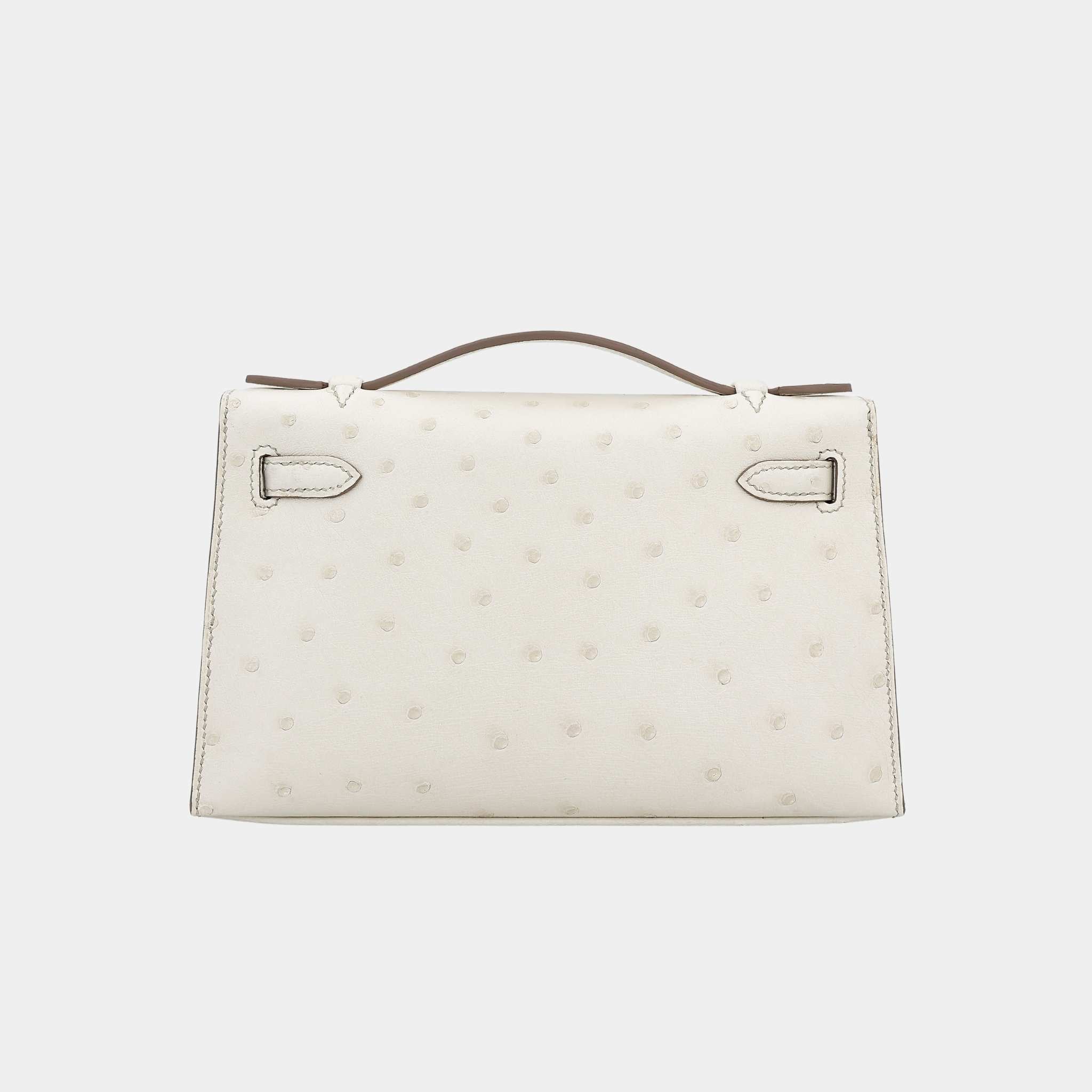 Kelly Pochette Ostrich Beton PHW - Image 2