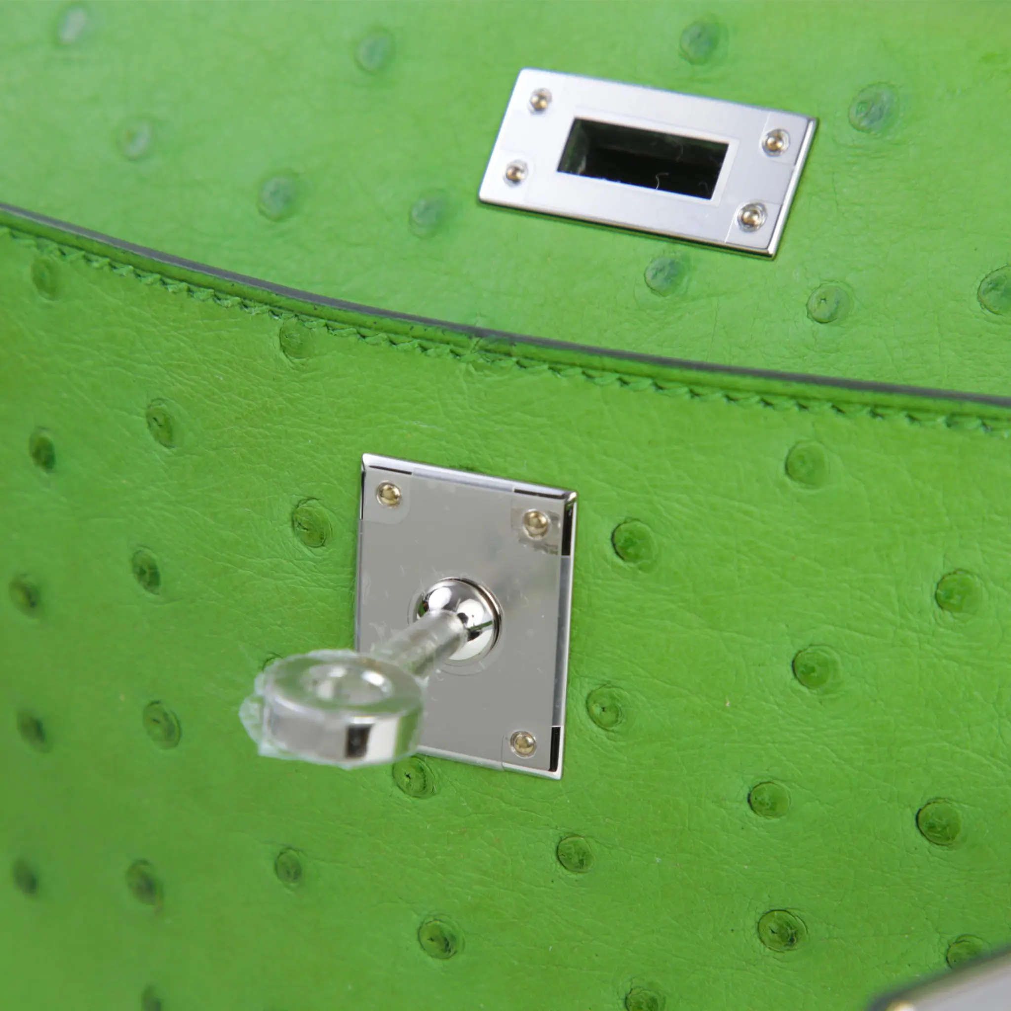 Kelly Pochette Ostrich Vert Yucca PHW - Image 3