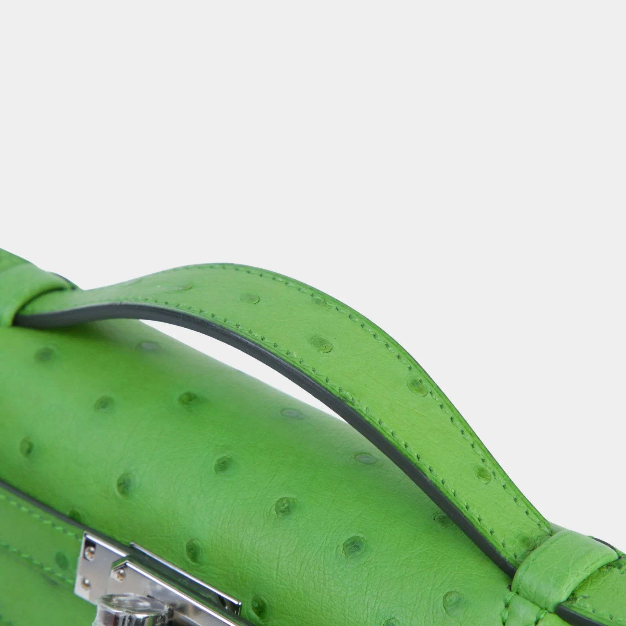 Kelly Pochette Ostrich Vert Yucca PHW - Image 5