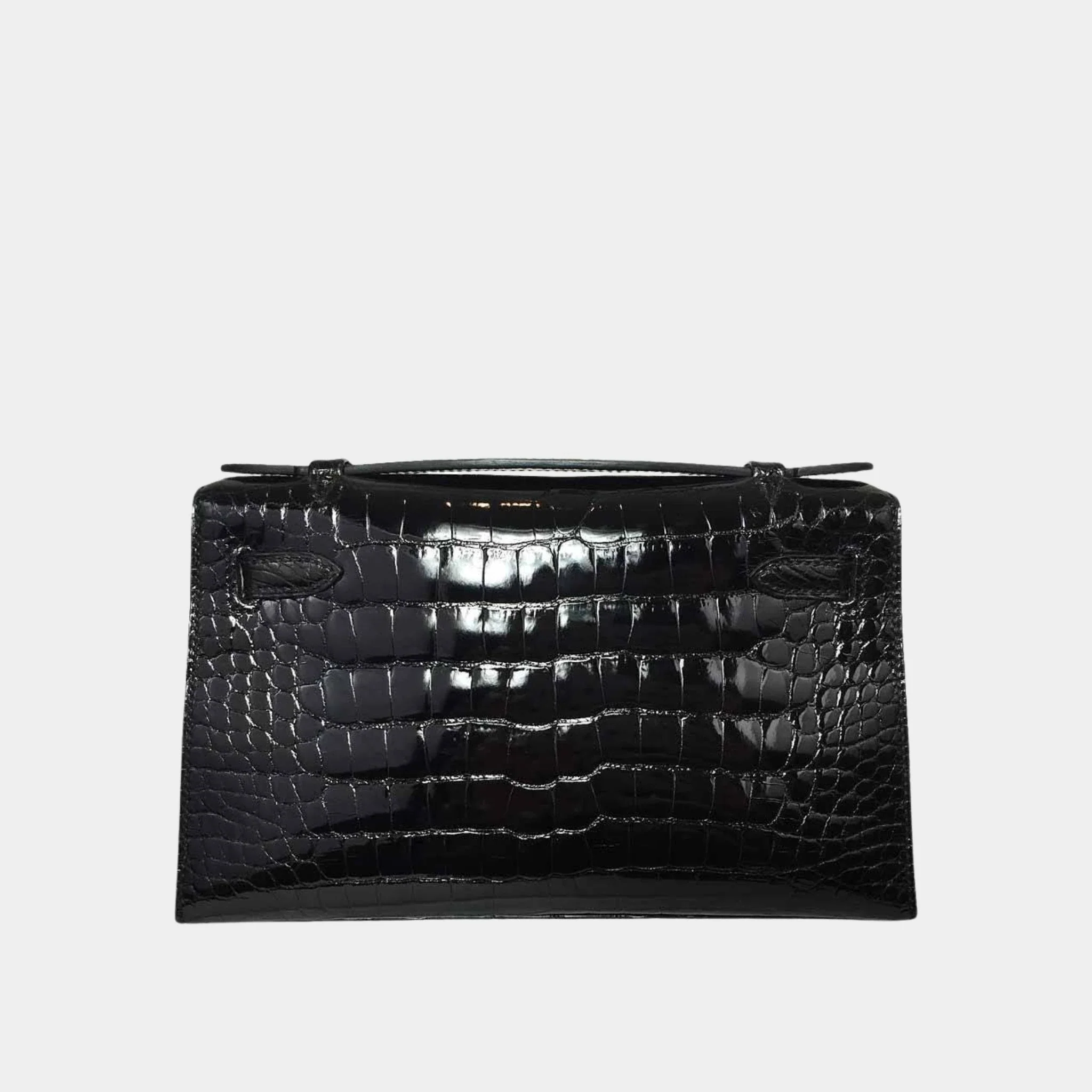 Kelly Pochette Shiny Alligator Black PHW - Image 3