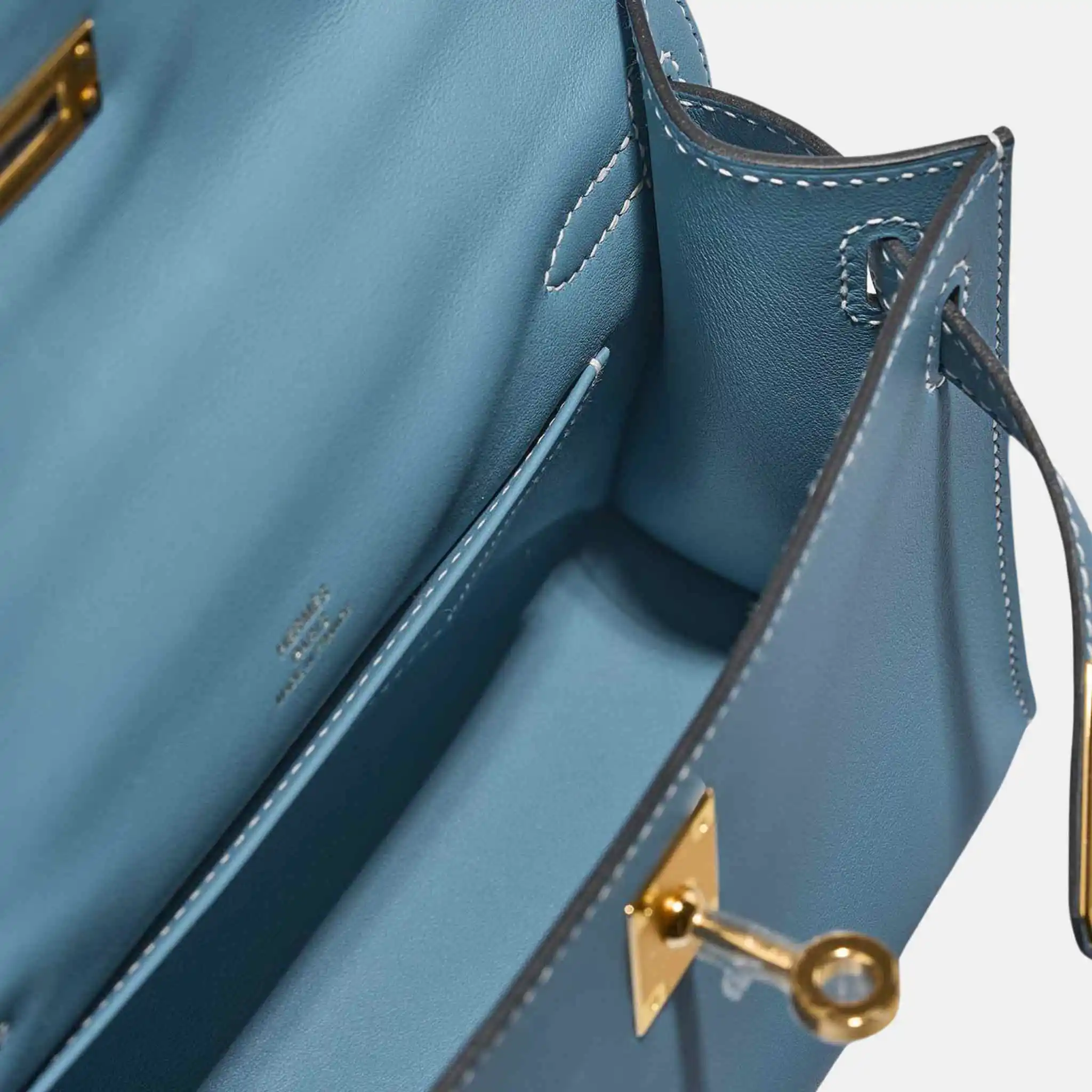 Kelly Pochette Swift Bleu Jean GHW - Image 4
