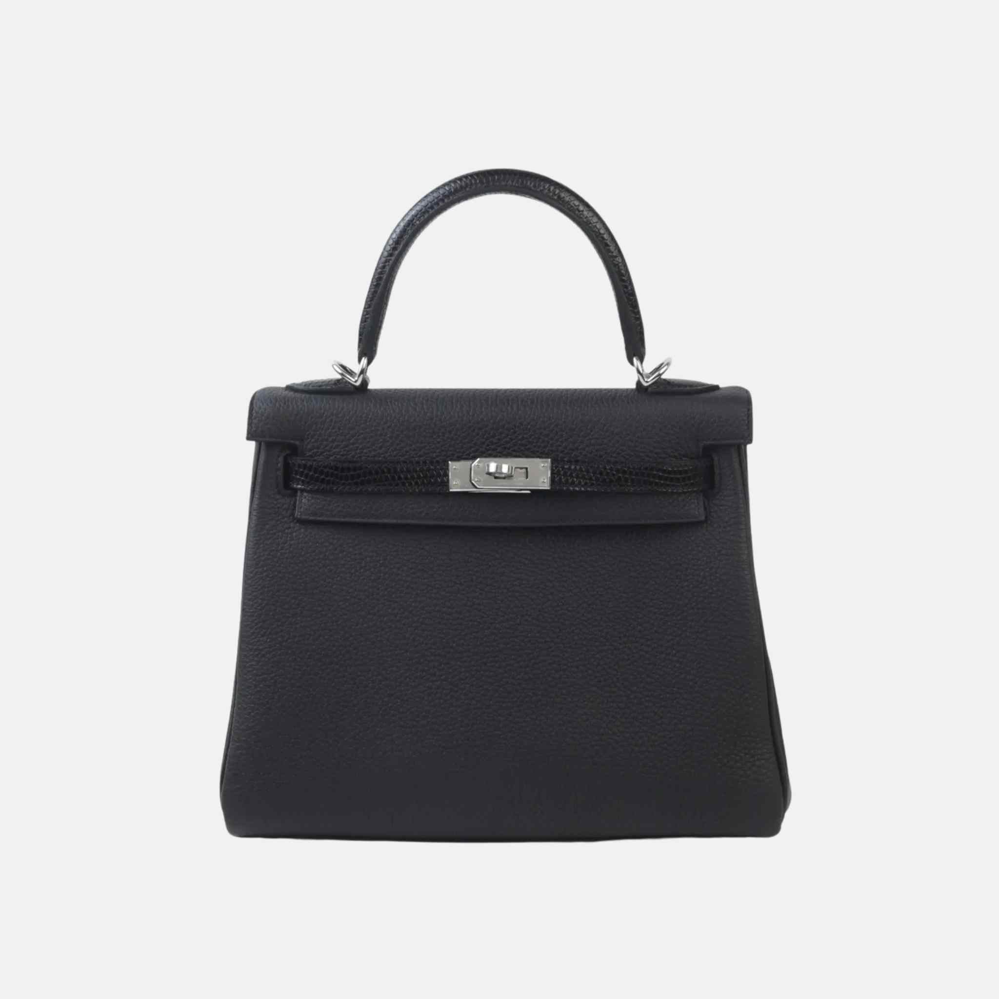 Kelly 25 Togo/Lizard Black PHW