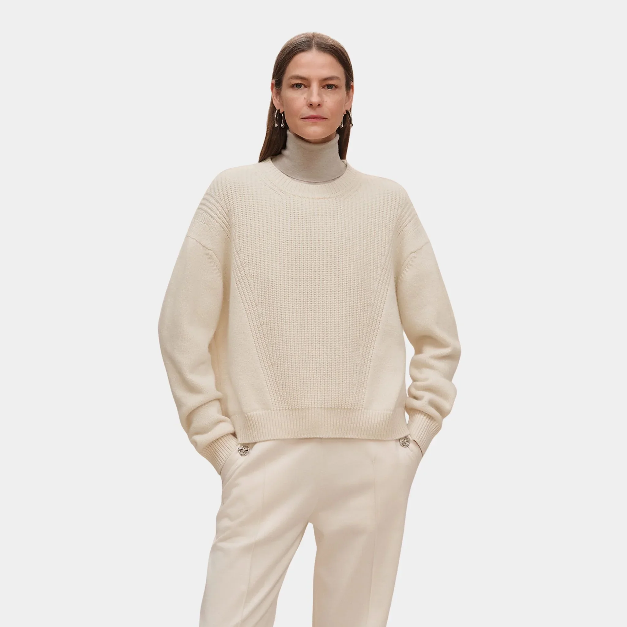Long-sleeve Sweater in Plain Scottish Cashmere - Image 5