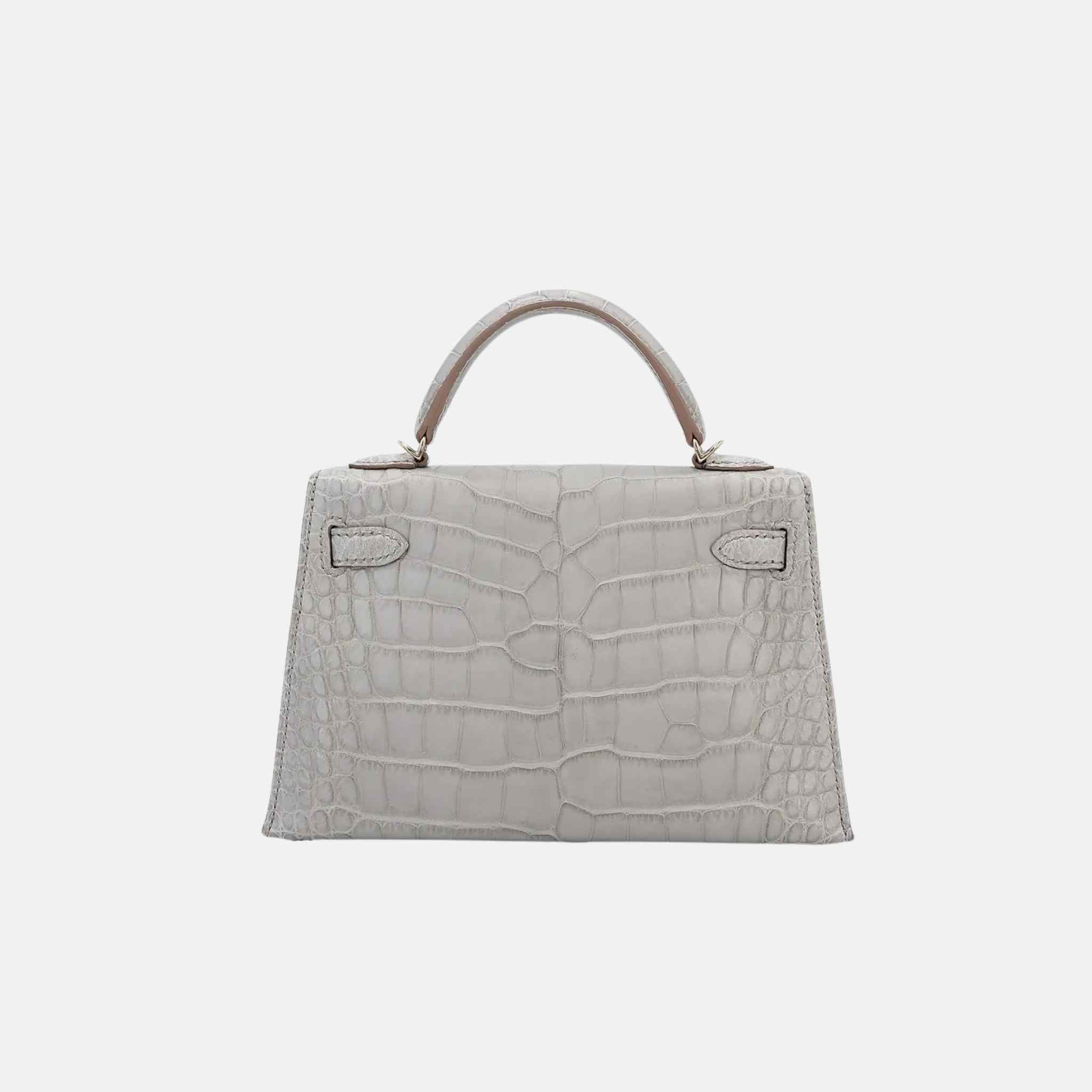 Mini Kelly HSS Matte Alligator Gris Perle PHW - Image 2
