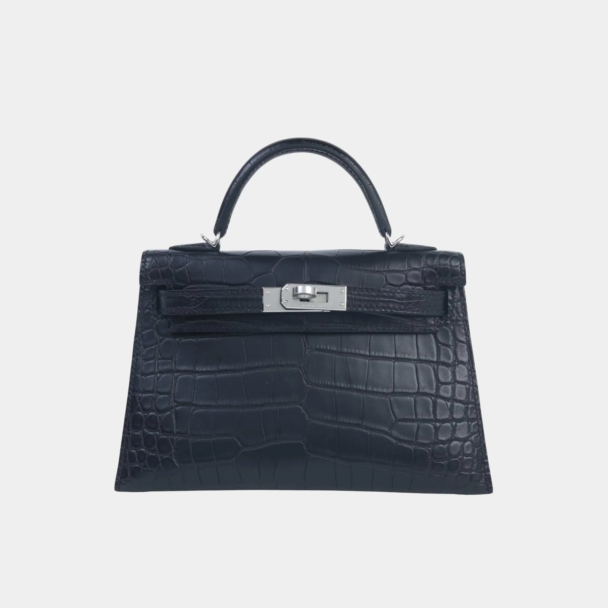 Mini Kelly II Matte Alligator Black PHW