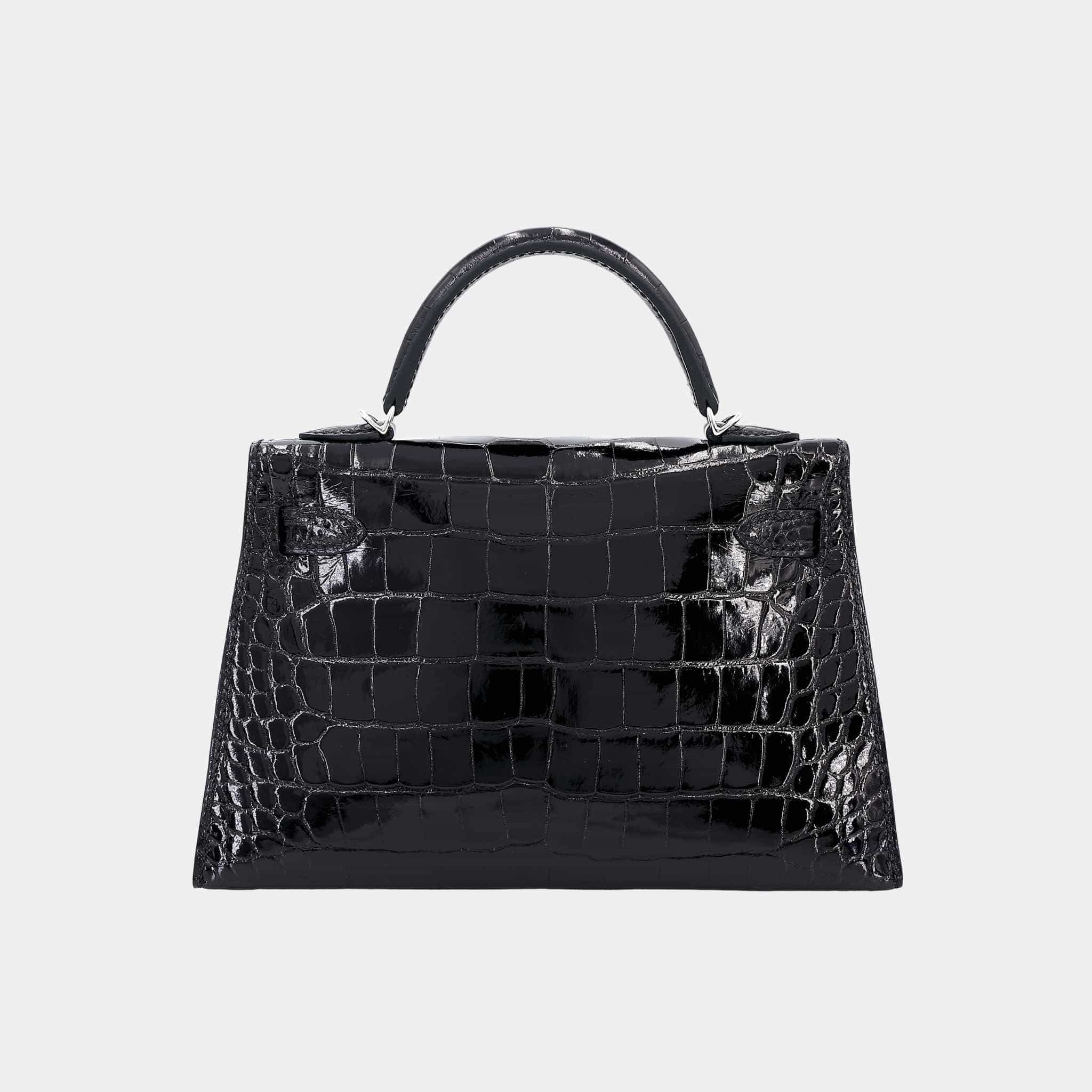 Mini Kelly II Shiny Alligator Black PHW - Image 2