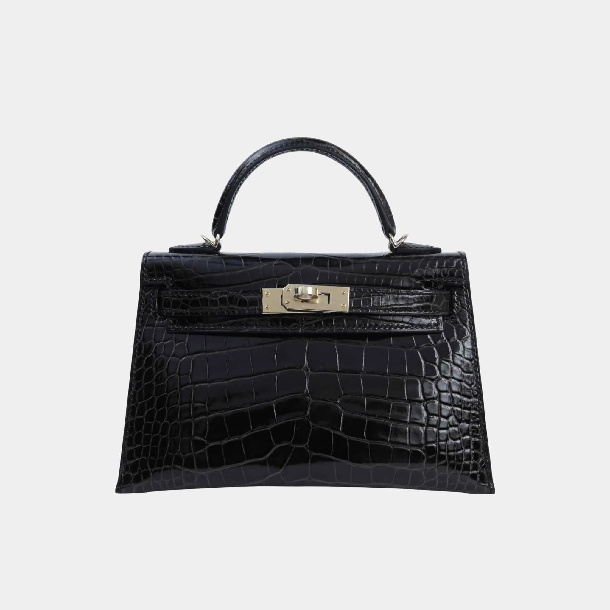 Mini Kelly II Shiny Alligator Graphite PBHW