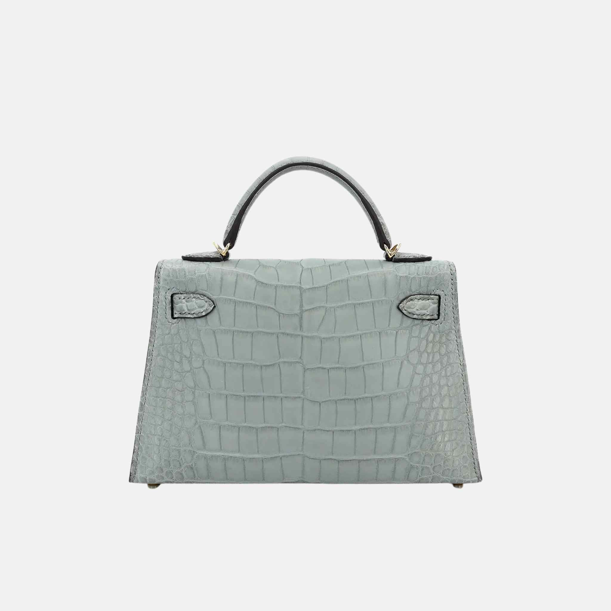 Mini Kelly Matte Alligator Gris Ciment GHW - Image 2