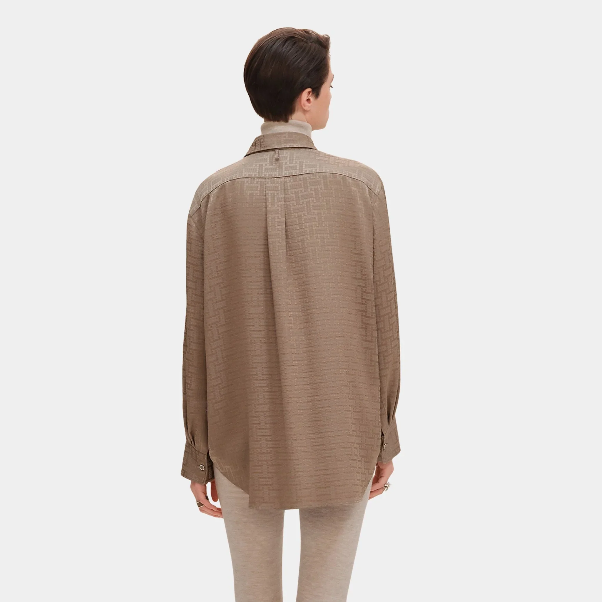 Mosaique Ascot Collar Shirt in Jacquard Silk - Image 2