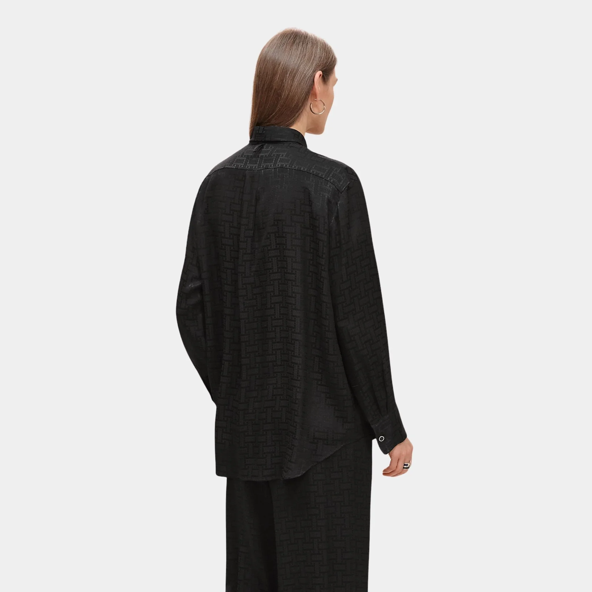 Mosaique Ascot Collar Shirt in Jacquard Silk - Image 4