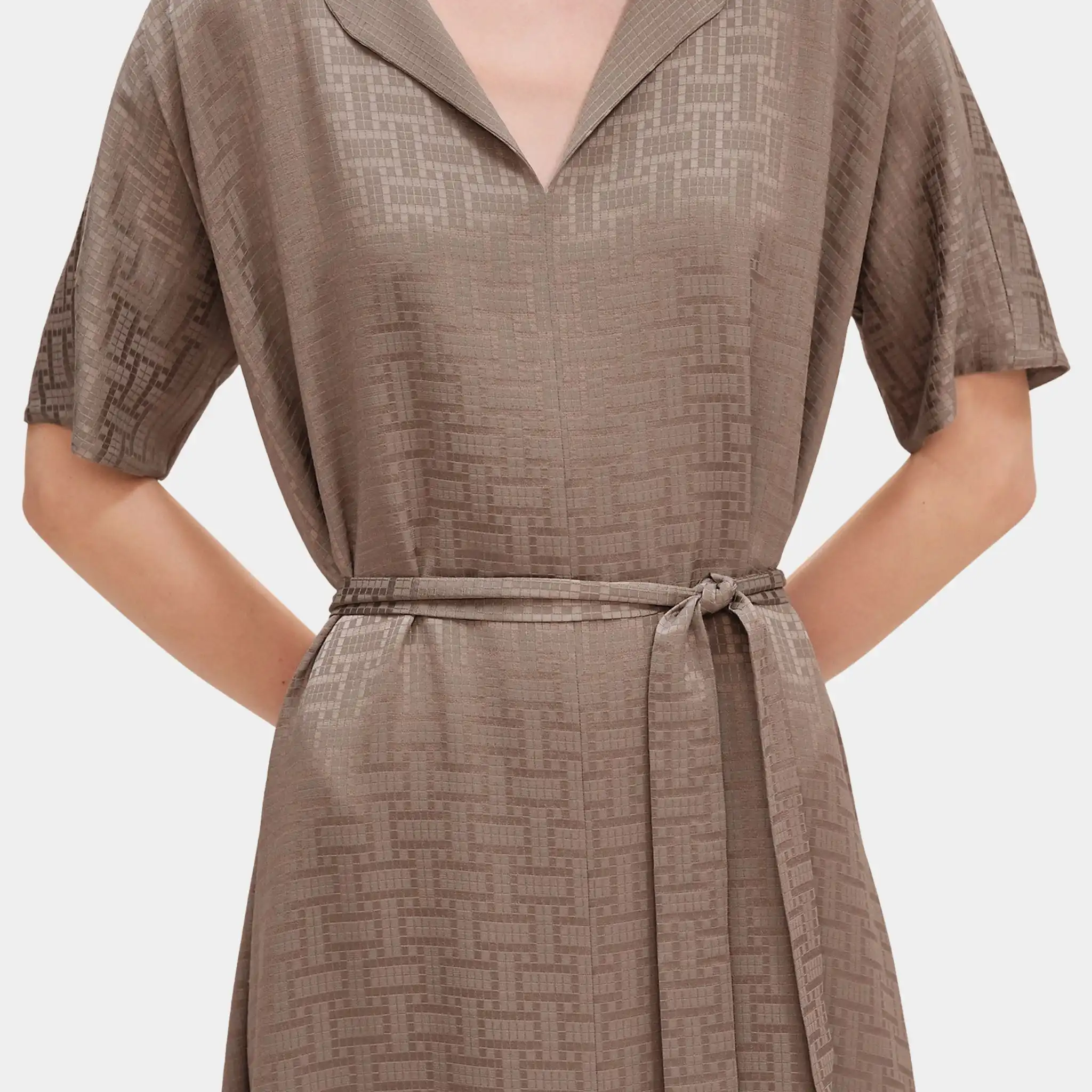 Mosaique Belted Caftan in Jacquard Silk - Image 4