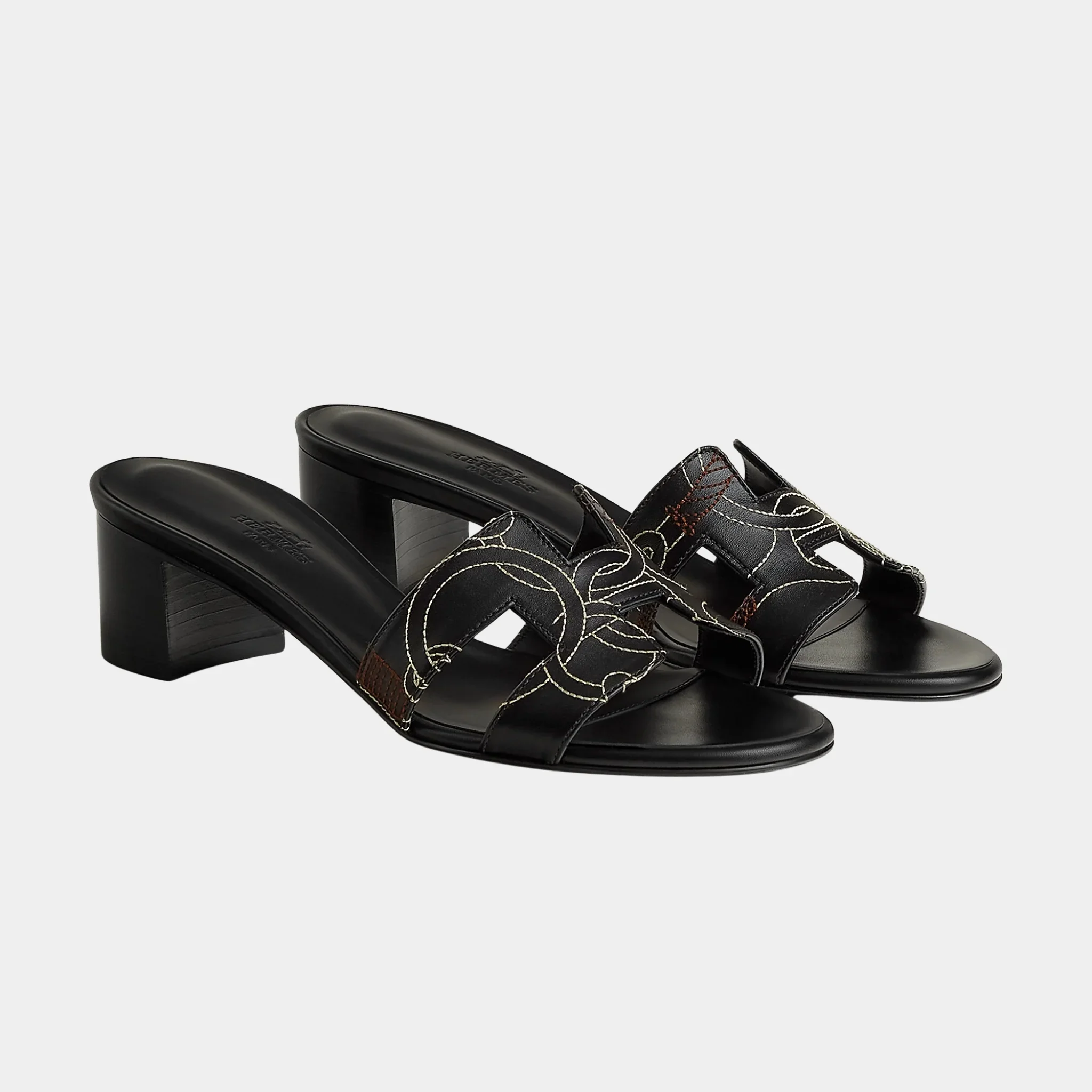 Oasis Sandals in Equestrian Panoply Embroidered Calfskin