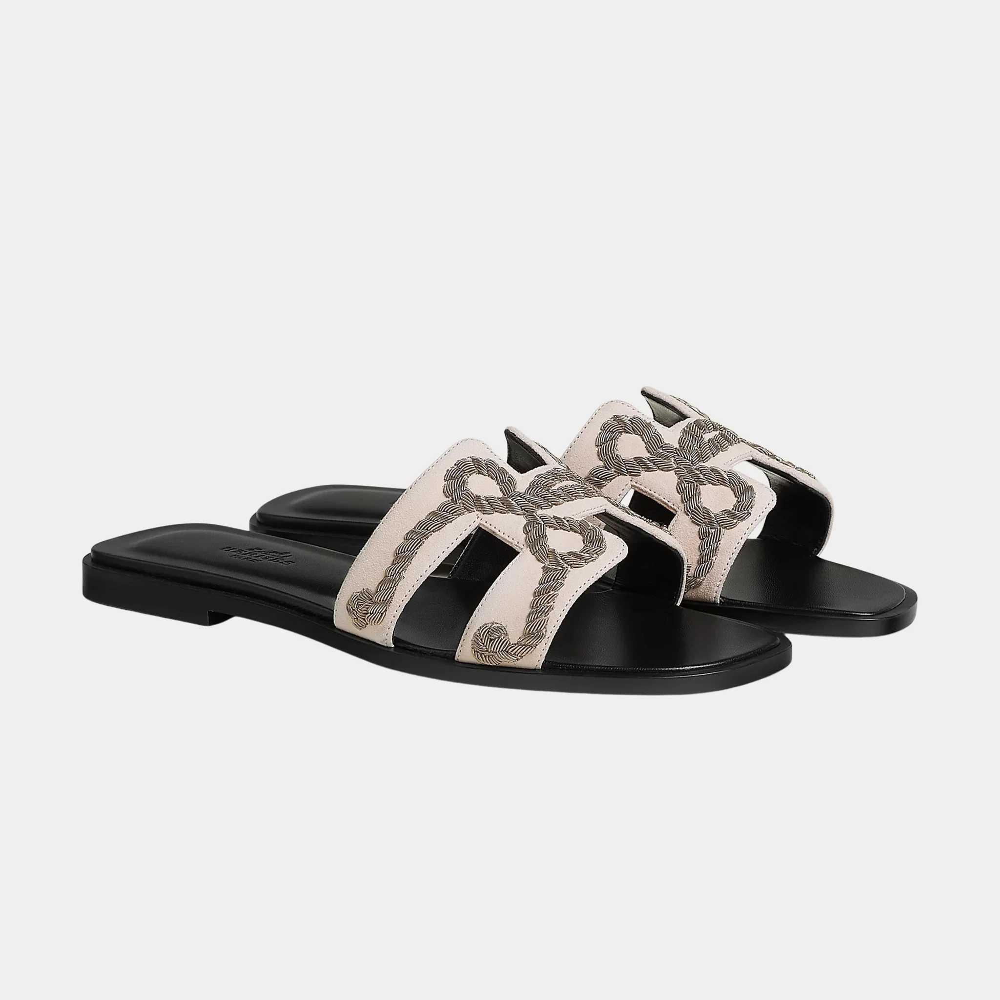 Oran Sandal in Suede Goatskin and Dabka