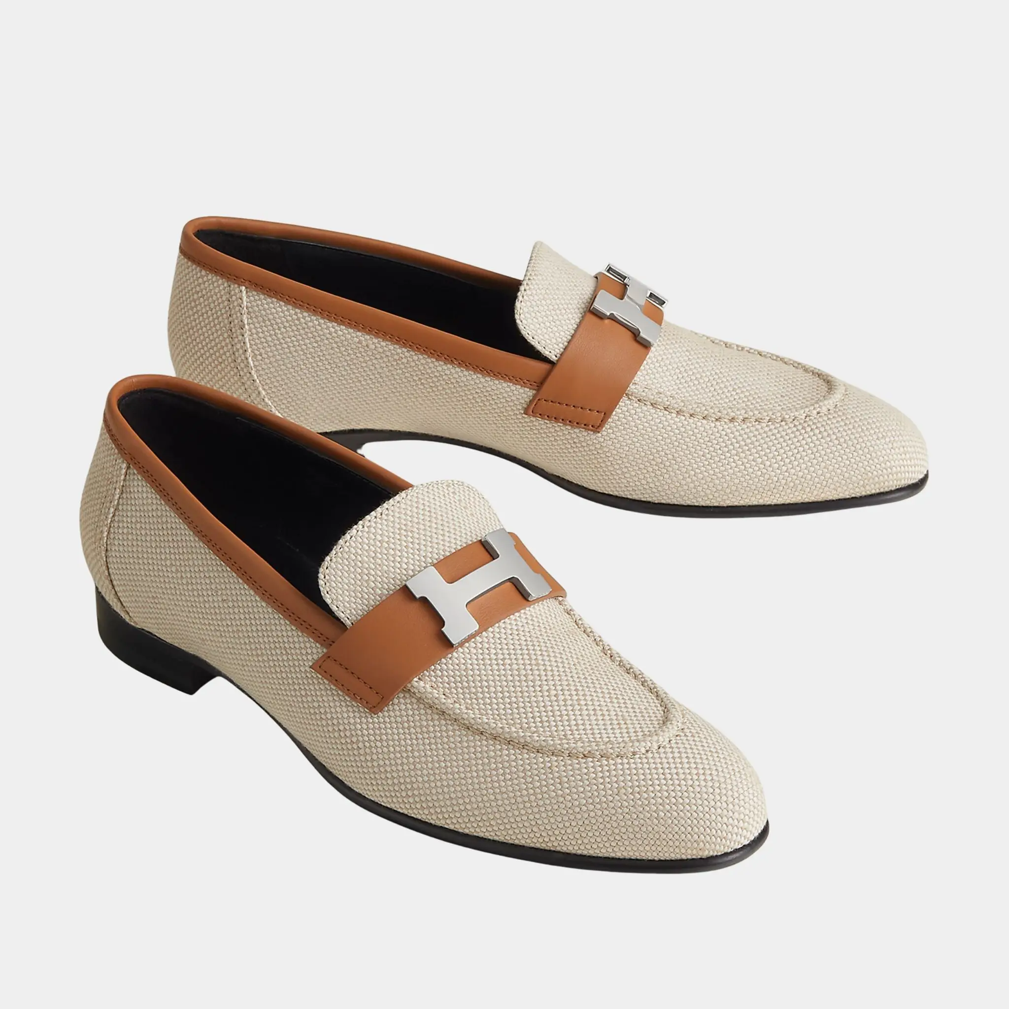 Paris Loafer in Linen and Calfskin